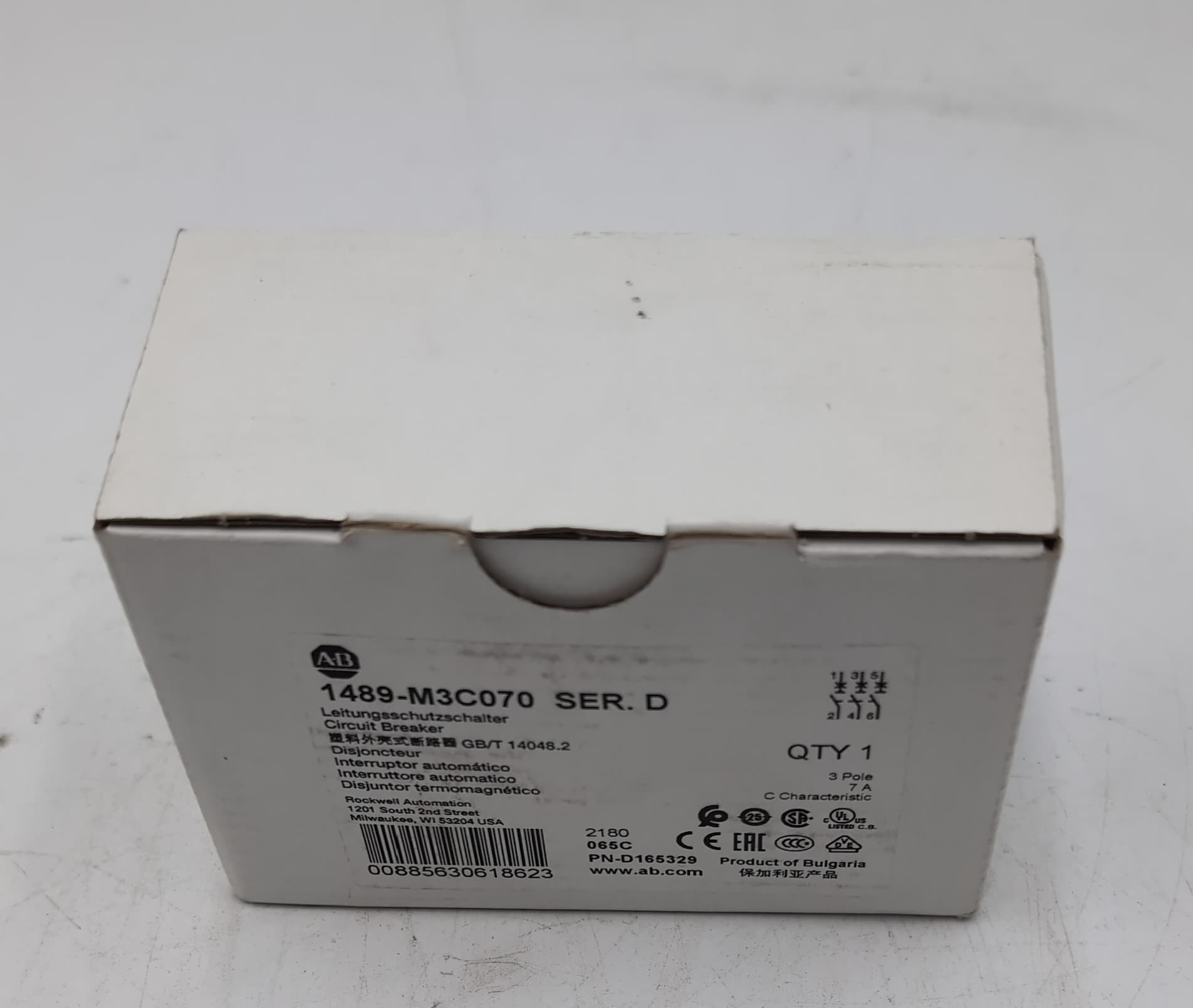 Allen-Bradley 1489-M3C070 3 Pole 7 Amp Type C Miniature Circuit Breaker NEW – image 1