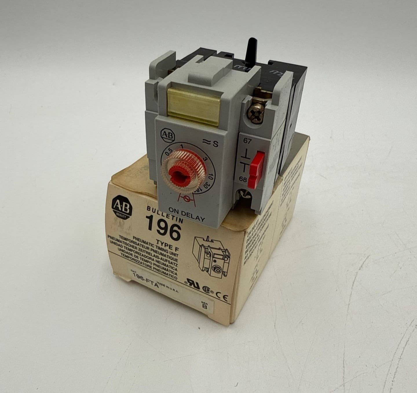 Allen Bradley 196-FTA Ser B Pneumatic Timer On Time Delay Relay 0.1-180 Seconds – image 1