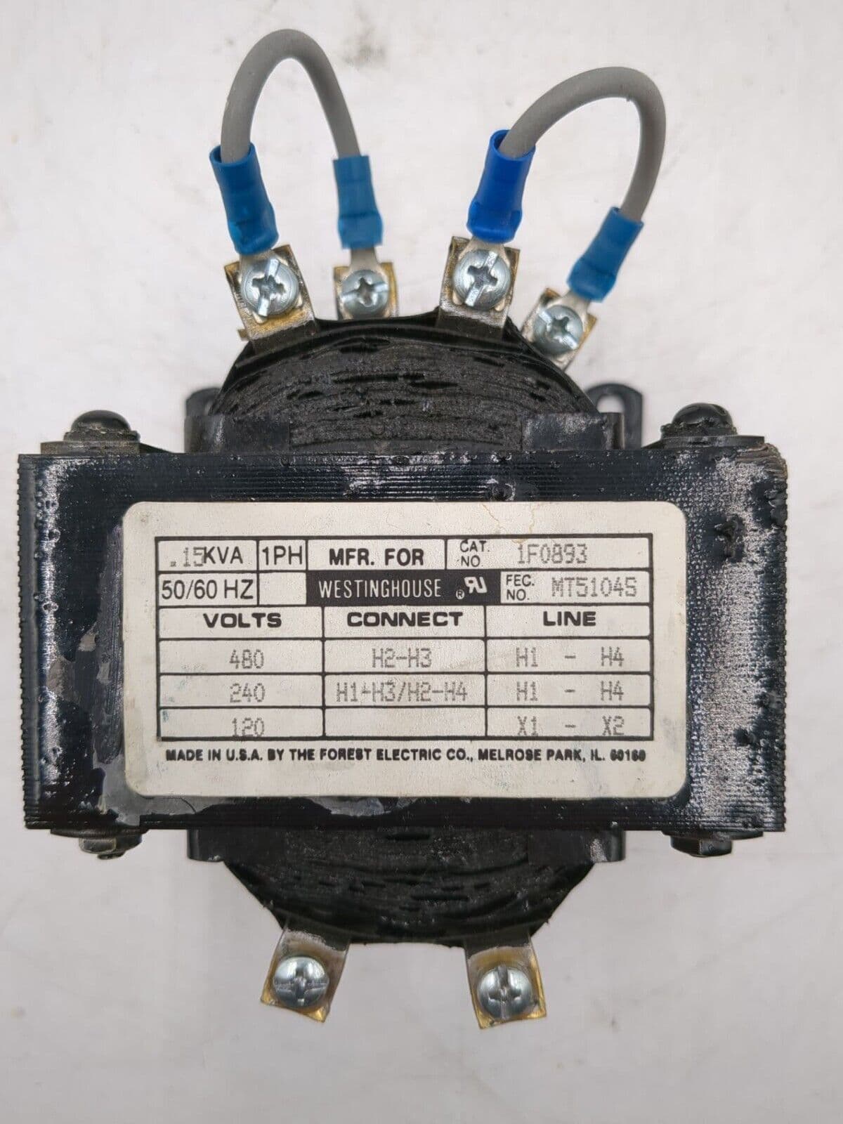 Westinghouse 1F0893 Control Transformer — image 1 of 8