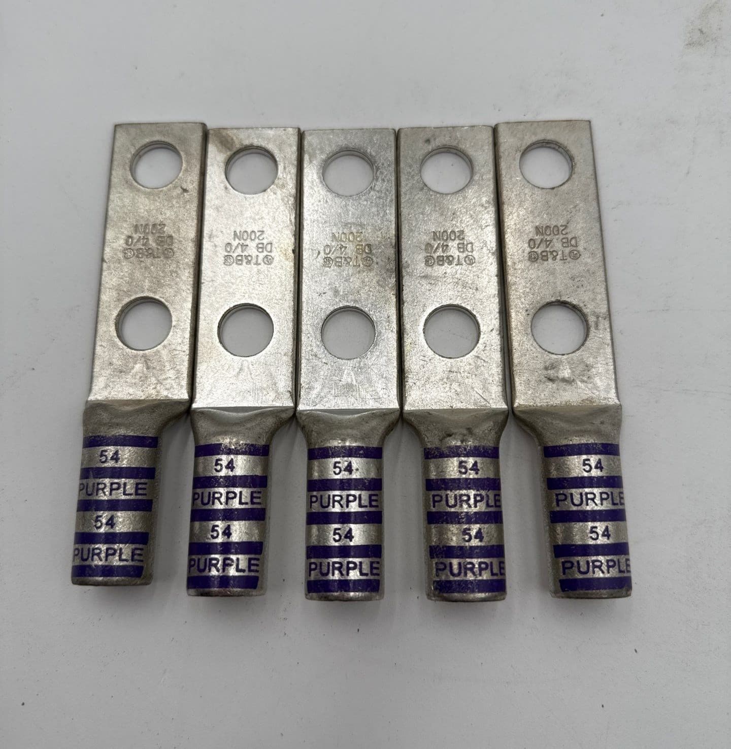 T&B 200N Compression Lug Purple Die 54 200KCMIL 2 Hole 1/2" Copper Terminal 4/0 – image 1