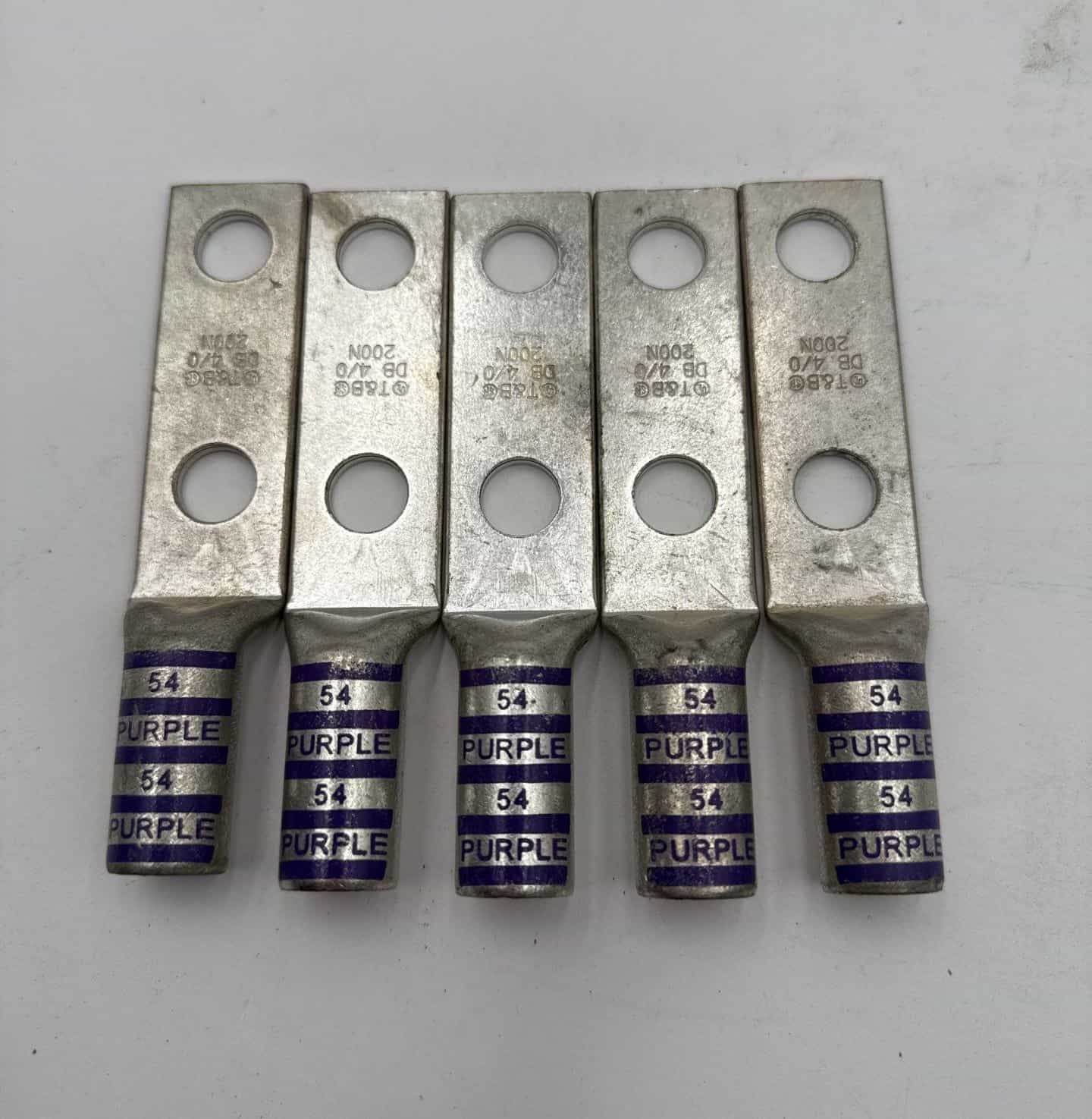 T&B 200N Compression Lug Purple Die 54 200KCMIL 2 Hole 1/2" Copper Terminal 4/0