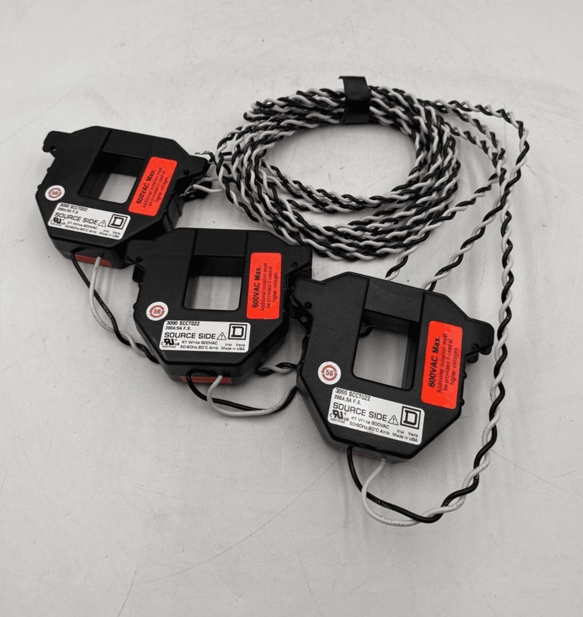 3PC Square D 3090 SCCT022 Split Core Current Transformer 200 Amp 600V 200A:5A – image 1