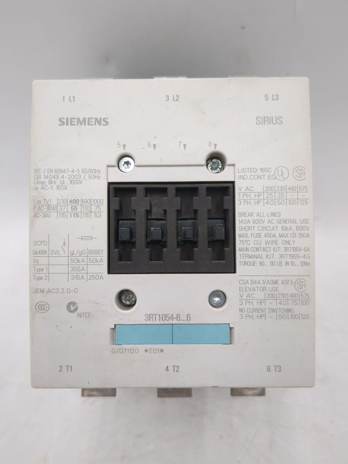 Siemens 3RT10546AF36 Contactor — image 1 of 7