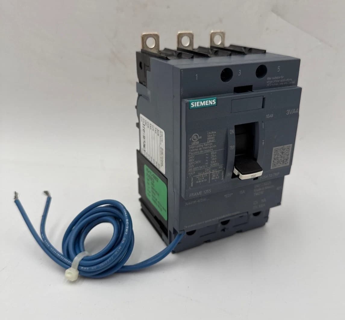 Siemens 3VA4195-4ED34-0AA0 Circuit Breaker 15A 3P 600V 3VA9978-0BL32 Shunt Trip – image 1