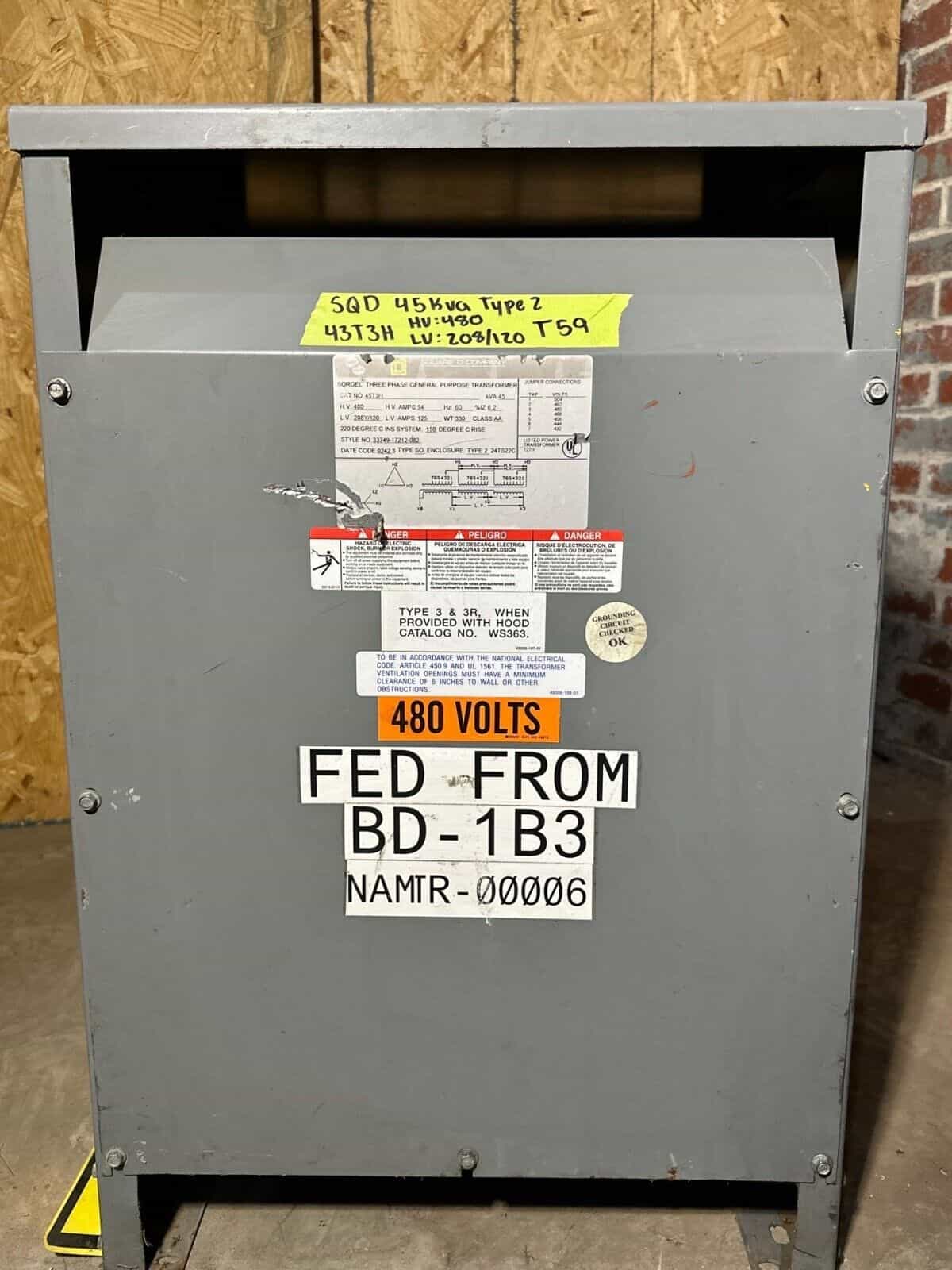 Square D 45T3H Dry Type Transformers — image 1 of 6