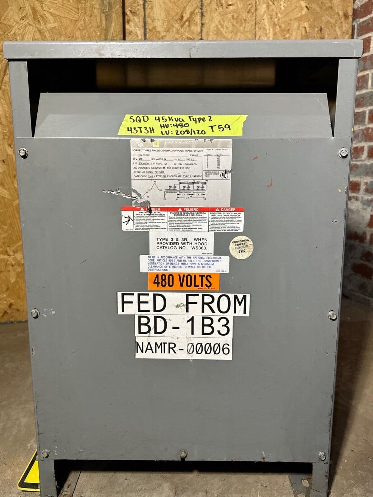 Square D 45T3H Dry Type Transformers — image 1 of 6