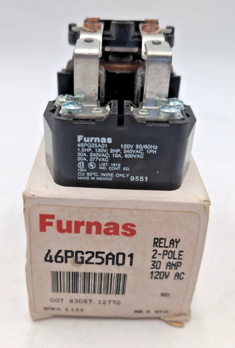 Furnas 46PG25A01 2 Pole 30 Amp 120 VAC Relay New – image 1
