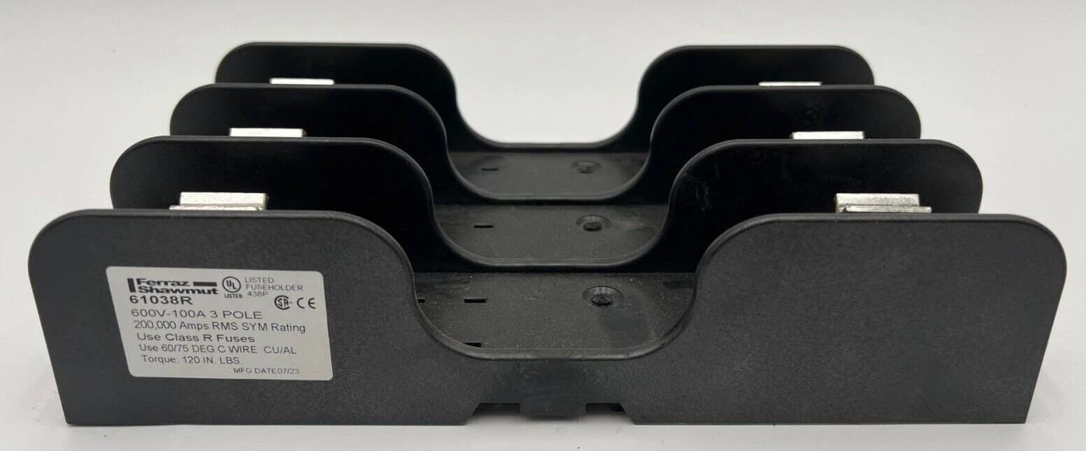 Ferraz Shawmut 61038R 100A 600V 3P Class R Fuse Holder Terminal Block Used – image 1