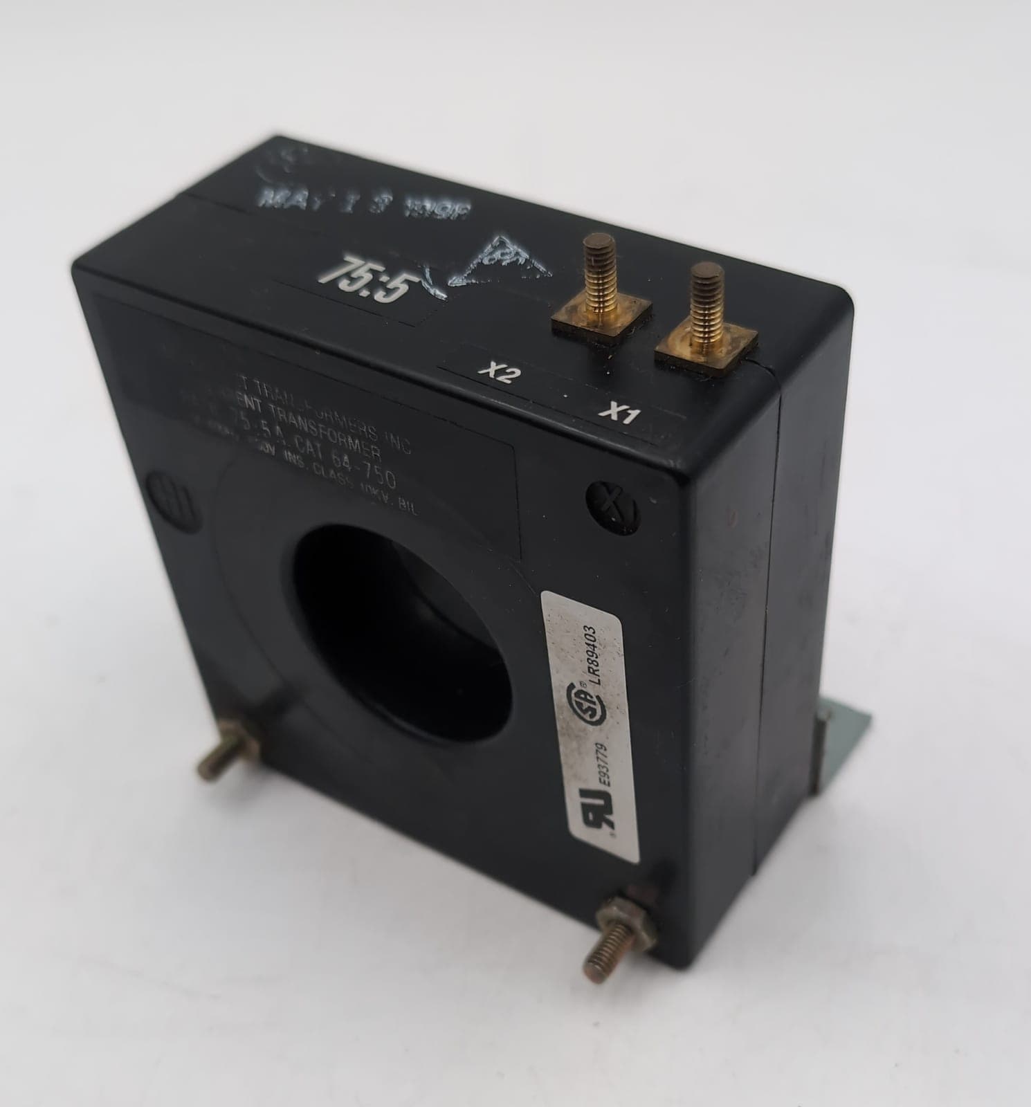 GE ITI 64-750 Current Transformer 75:5A CT 600V Window Type 75:5 Ratio USED