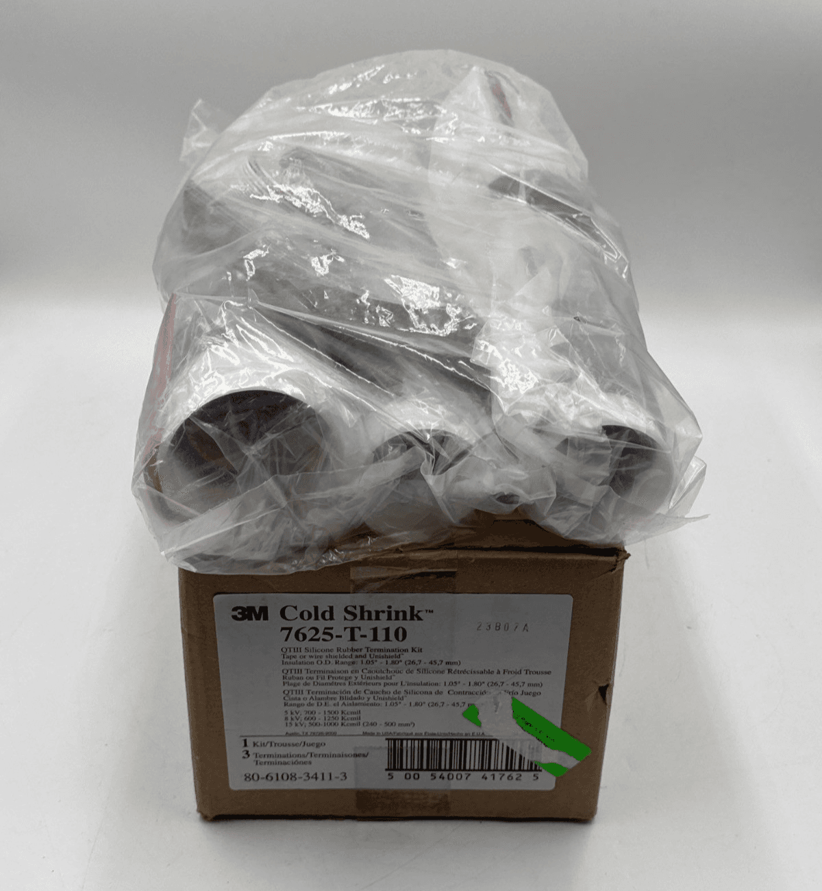 3M Cold Shrink 7625-T-110 QTIII Silicone Rubber Termination Kit 7625T110 New – image 1