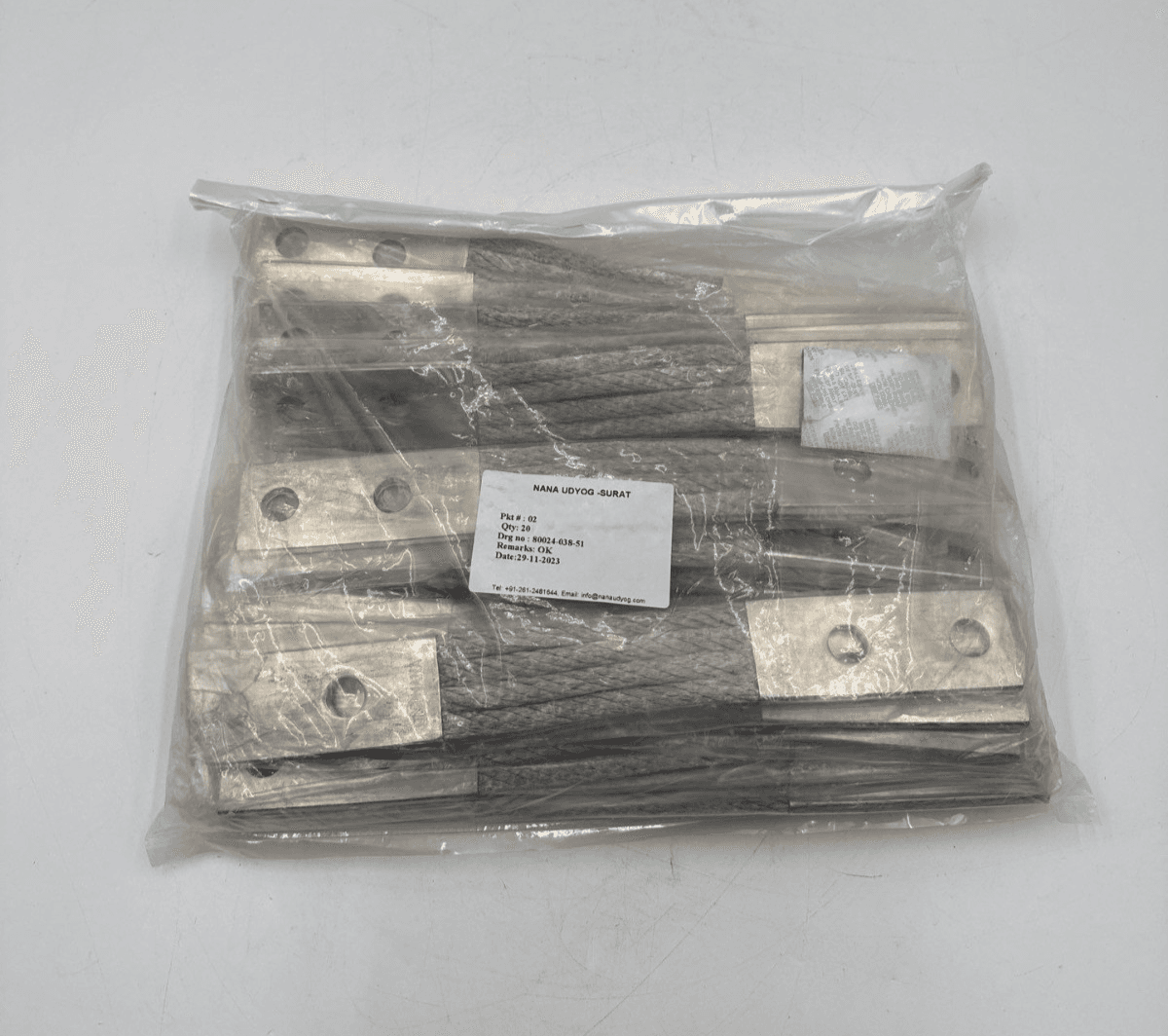 20PC Flexible Braided 12" 2 Hole Grounding Strap Copper Flex Jumper Shunt CU – image 1