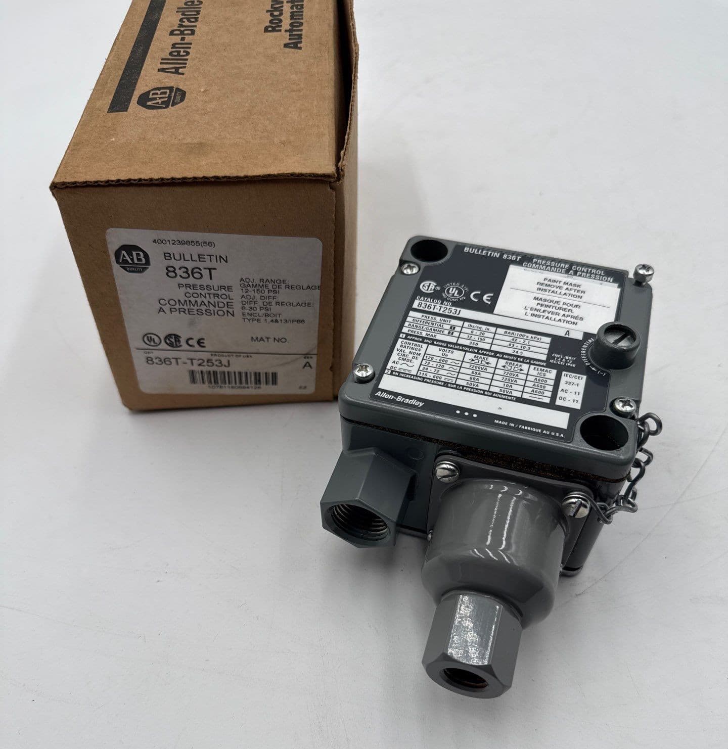 Allen Bradley 836T-T253J Pressure Control Switch 12-150 PSI 350PSI Max – image 1