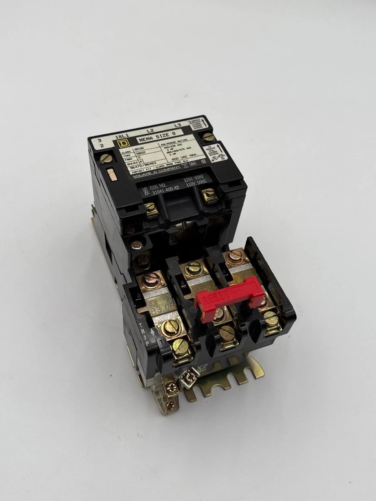Square D 8536SB02 NEMA Size 0 Starter Coil 110/120V 3P 600V 5HP 3PH 8536SBO2 – image 1