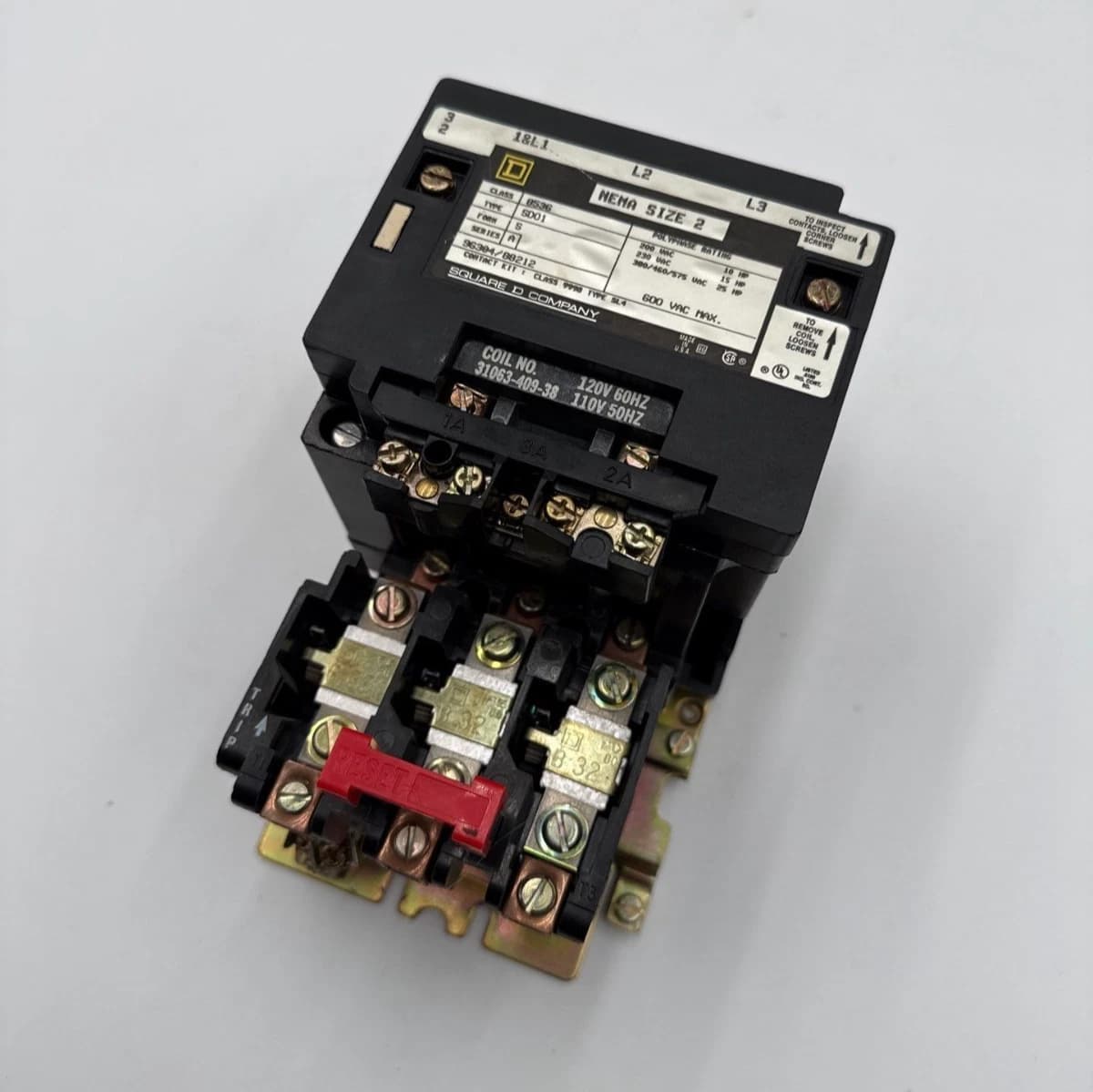 Square D 8536SD01 NEMA Size 2 Starter Coil 110/120V 3P 600V 25HP 31063-409-38 – image 1
