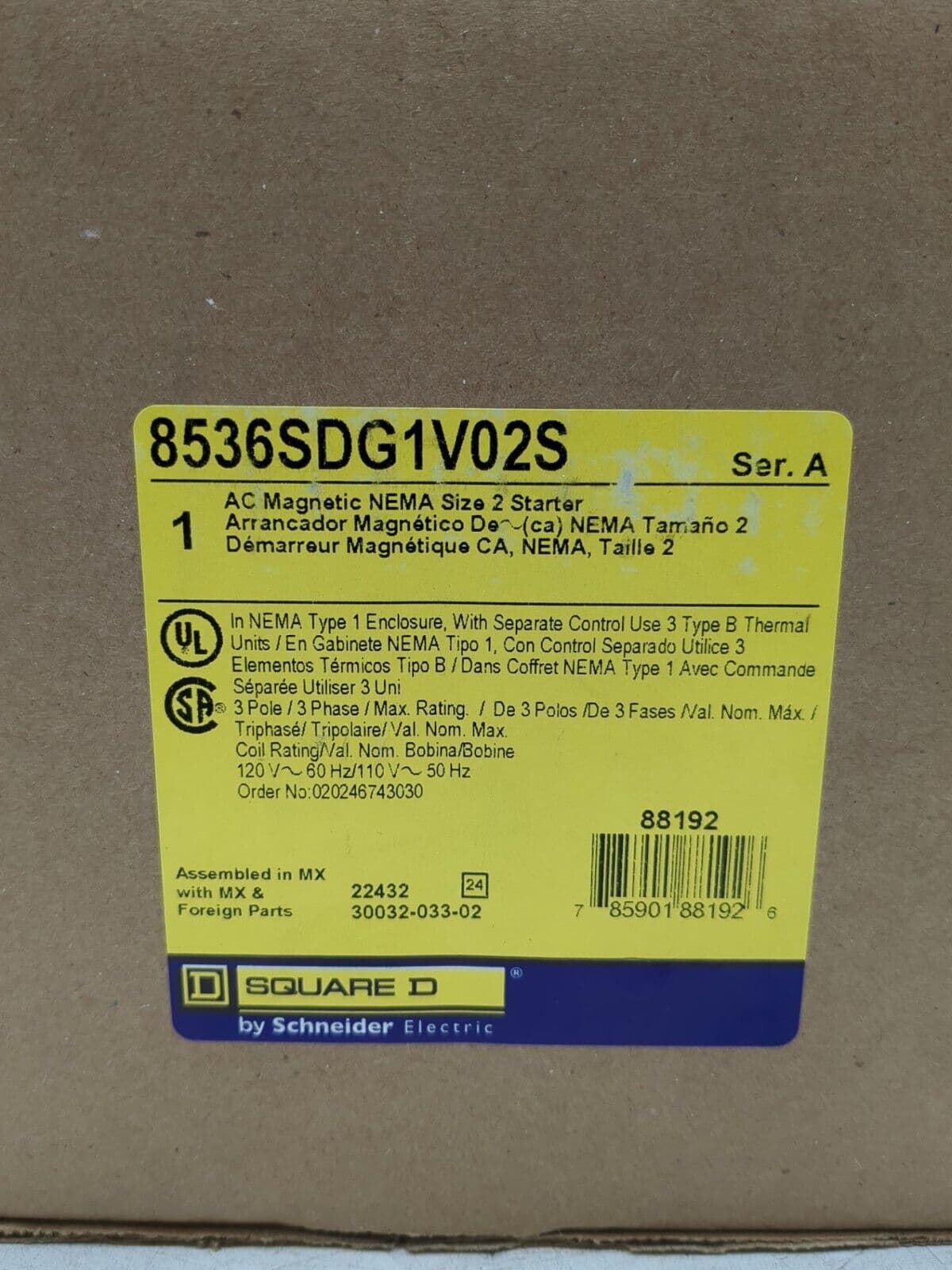 Square D 8536SDG1V02S Starter — image 1 of 9