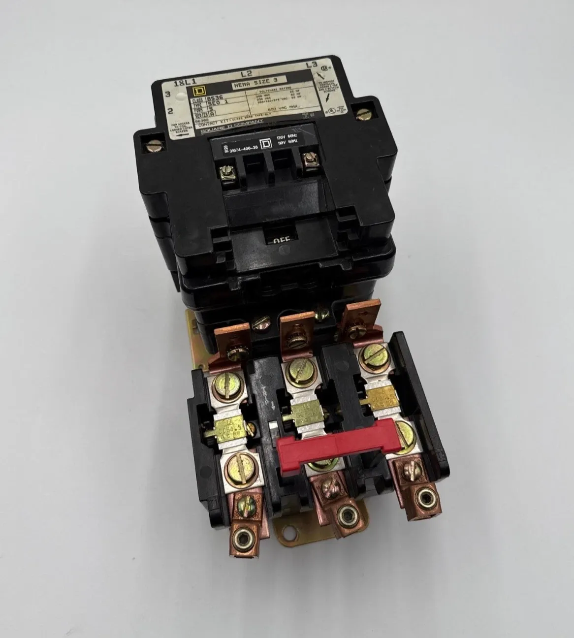 Square D 8536 SE01S Starter NEMA Size 3 Coil 110/120V 90A 3P 600V 3PH 50HP