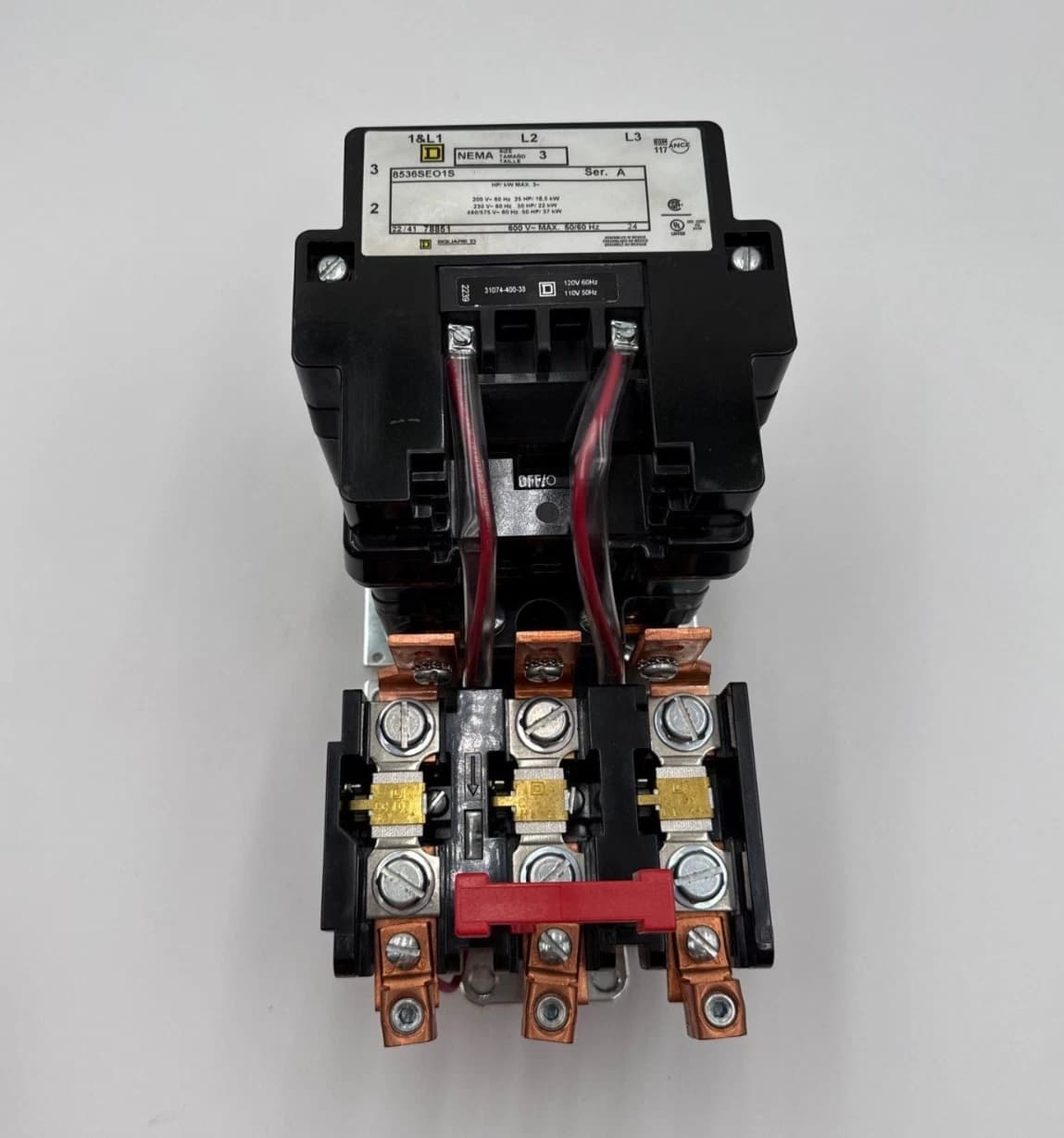 Sq D 8536SEO1S Starter NEMA Size 3 90A 3P 600V 50HP Coil 110/120V Heater CC103 – image 1