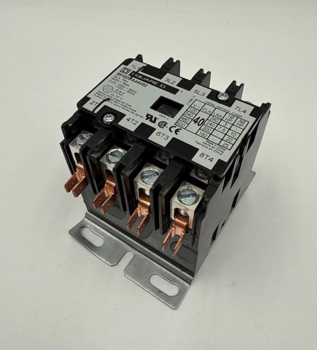 Square D 8910DPA44V02 Definite Purpose Contactor 40A 4P 600V 25HP Coil 110/120V – image 1