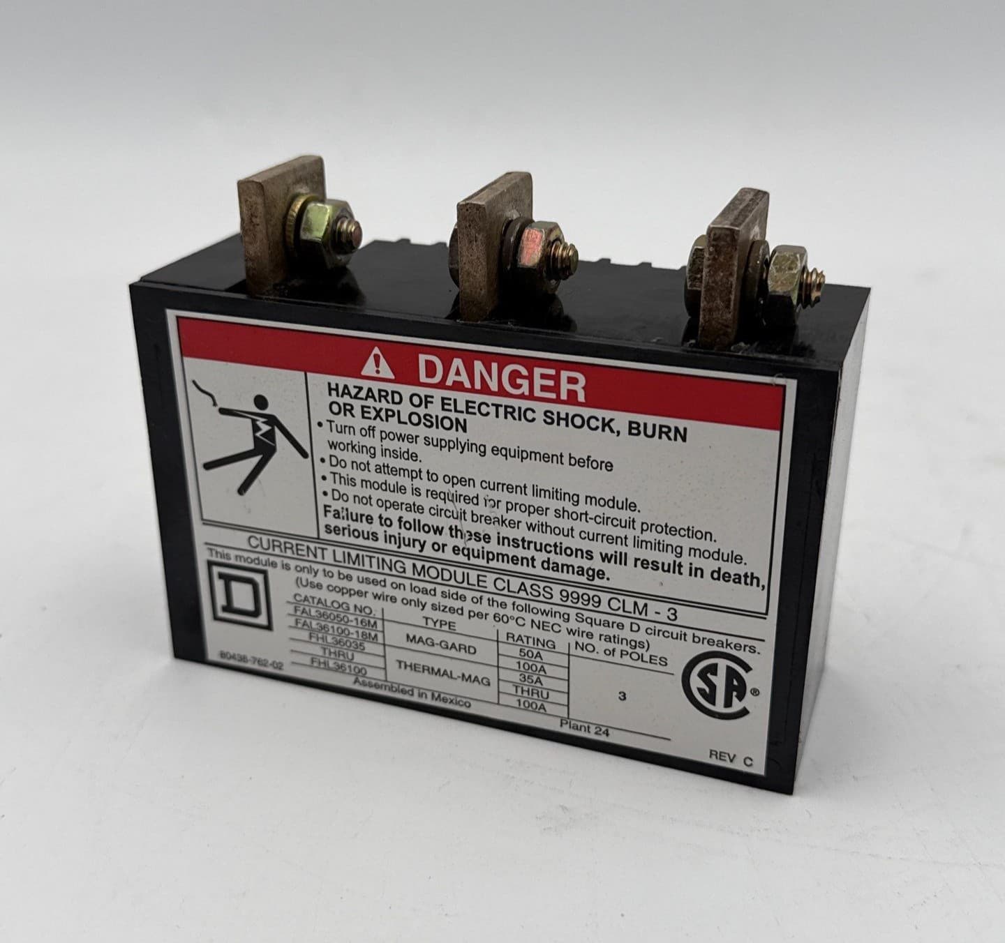 Square D 9999 CLM-3 Current Limiting Module Class 35-100 Amp 9999CLM3 – image 1