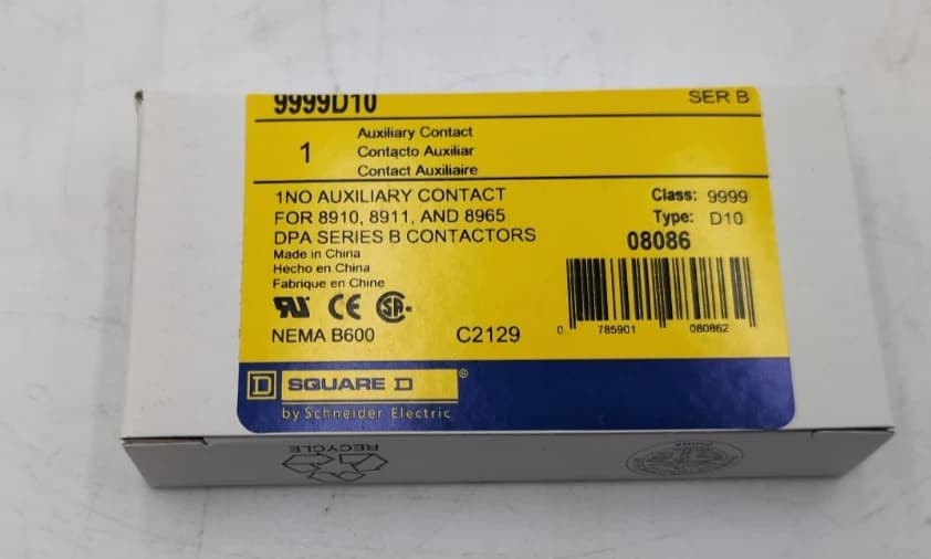 Square D 9999D10 Ser B Auxiliary Contact 600V 5A For 8910 8911 8965 Series NEW – image 1