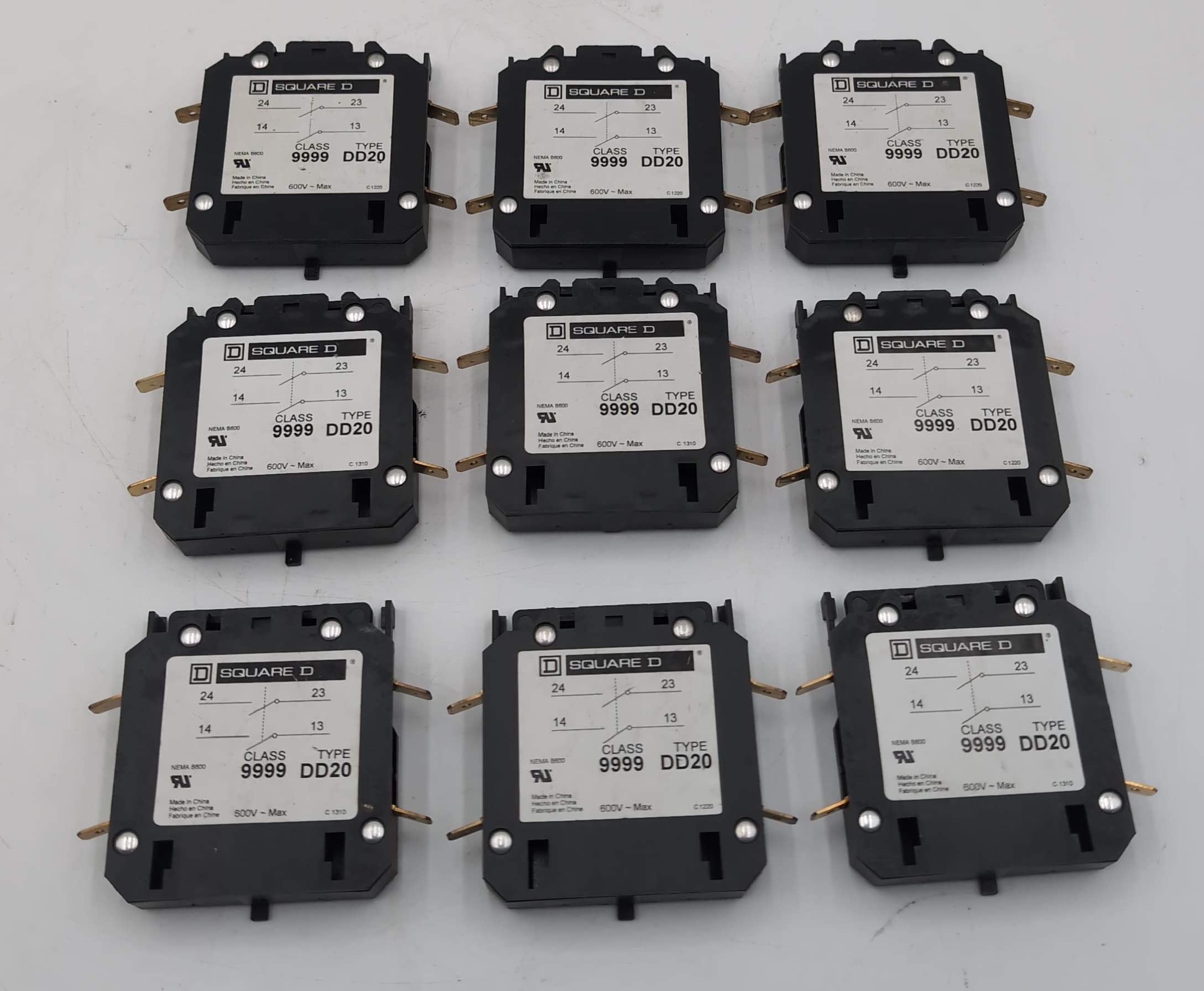 Square D 9999DD20 Auxiliary Contact Module 2 NO for 20A-40A Lot of 9 NEW – image 1