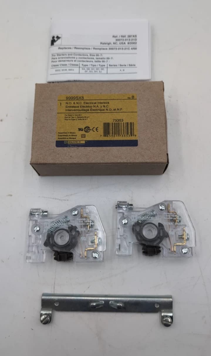Square D 9999SX8 Electrical Interlock Kit 1 NO and 1 NC Aux Contact 10A 600V NEW – image 1