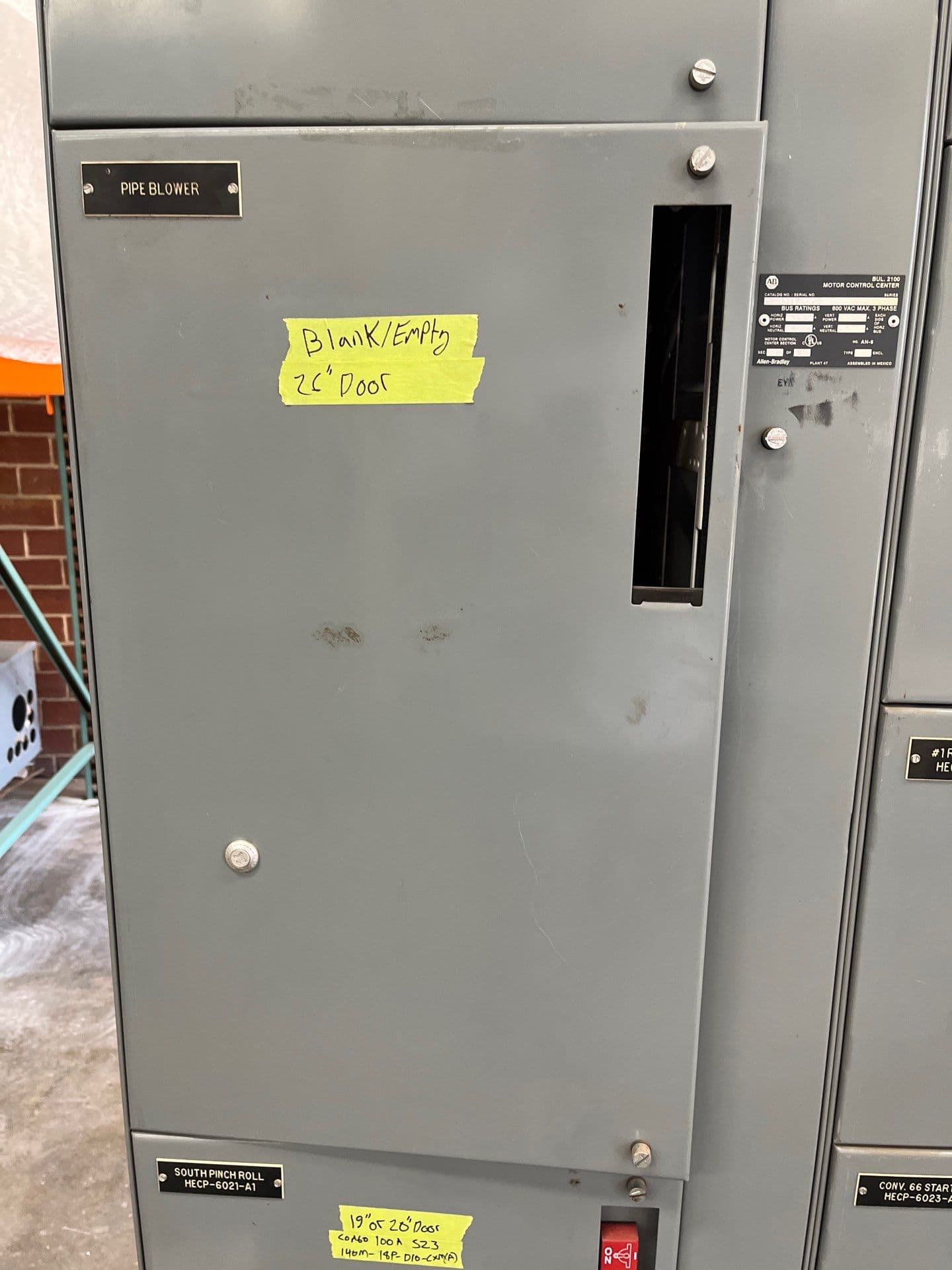 Allen Bradley 2100 26" Combo MCC Bucket DOOR ONLY Motor Control Center – image 1