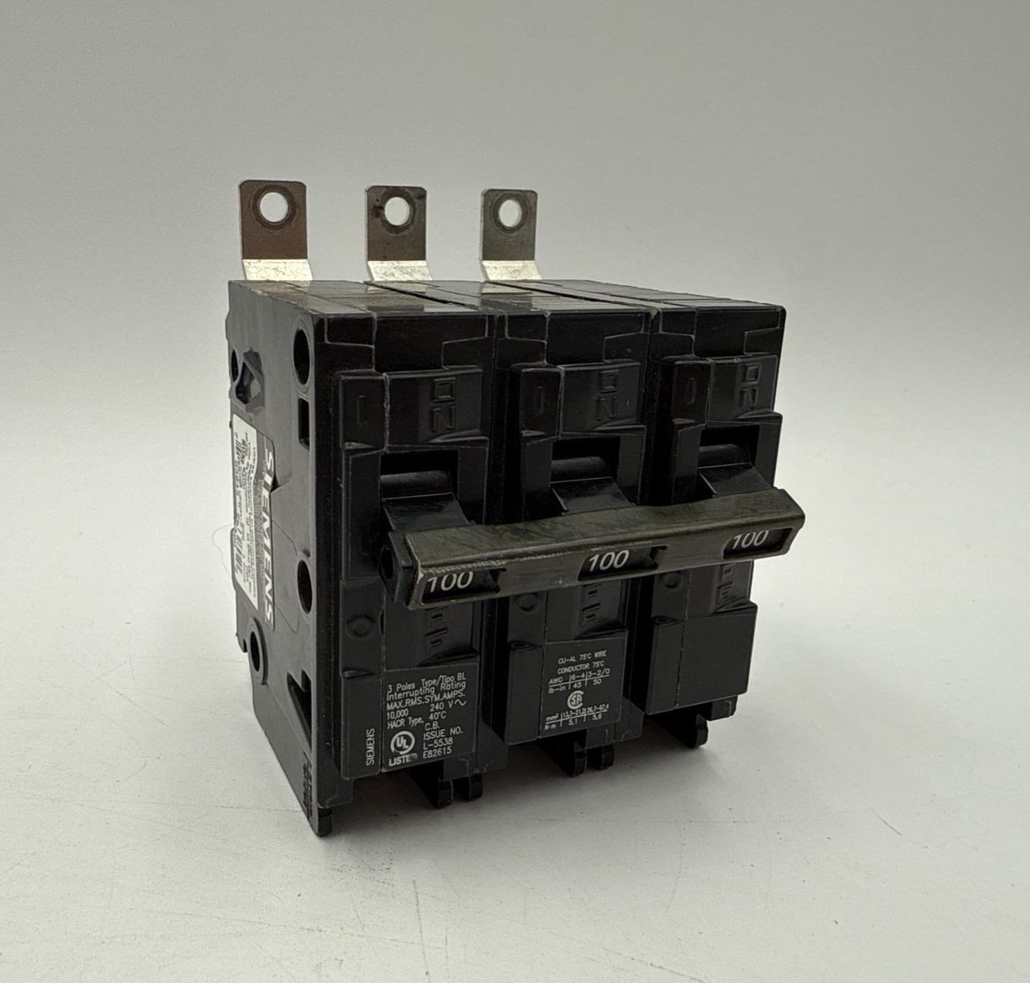 Siemens B3100 Bolt On Circuit Breaker 100A 3P 240V BL 100 Amp 3 Pole B-3100 – image 1