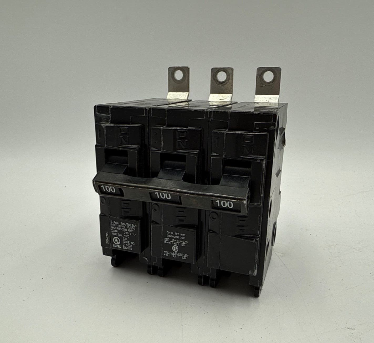 Siemens B3100H Bolt On Circuit Breaker 100A 3P 240V BLH 100 Amp 3 Pole 22kA – image 1