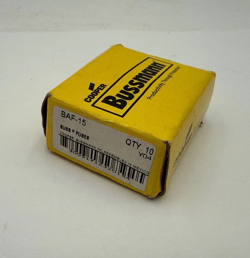 10PC Bussman BAF-15 Fast Acting Fuse 15A 250V Midget 15 Amp BAF5 13/32in x 1.5in – image 1