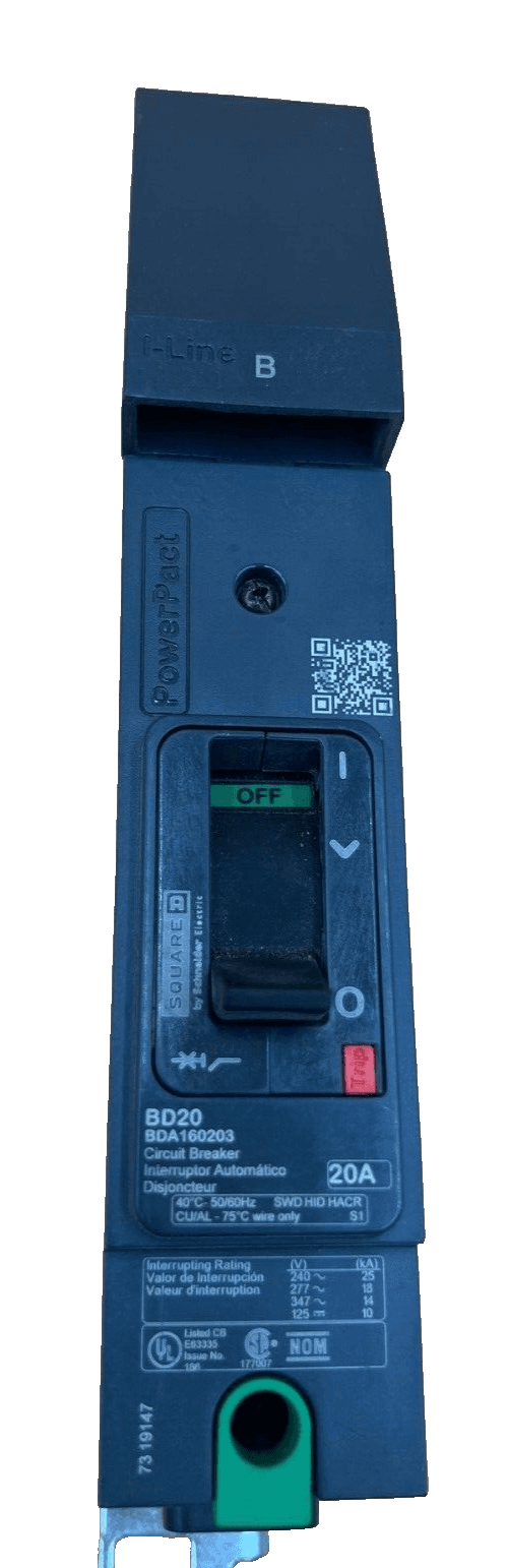 Square D BDA160203 I-Line Circuit Breaker 20A 1P 600V 1PH BDA 20 Amp 1 Pole – image 1