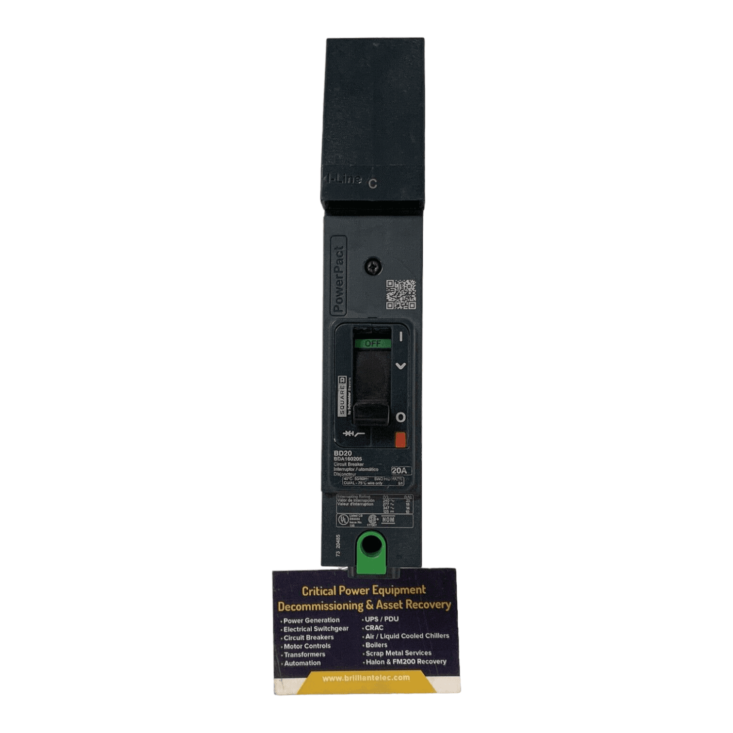 Square D BDA160205 I-Line Circuit Breaker 20A 1P 600/347V C Phase 20 Amp 1 Pole – image 1