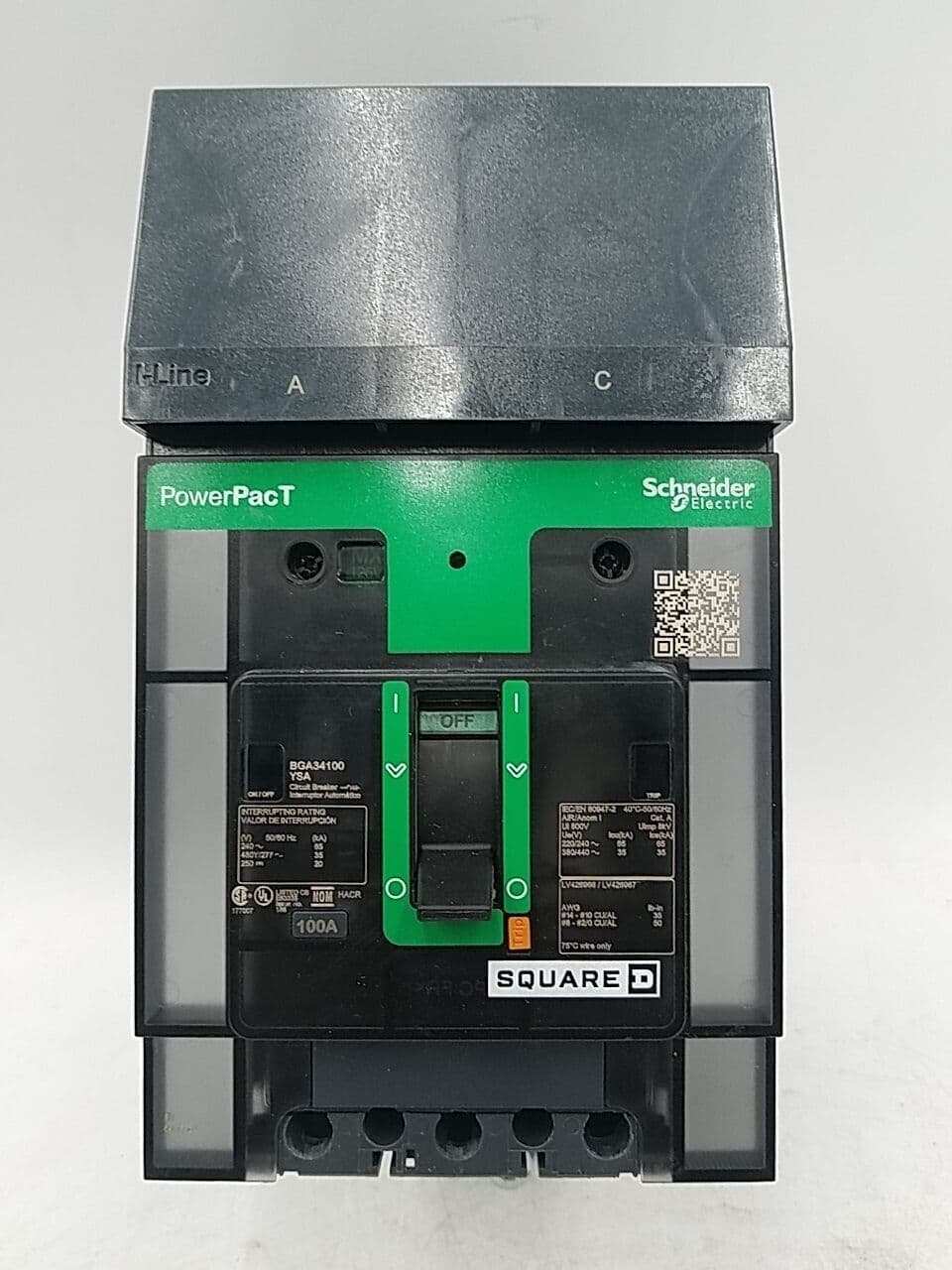 Square D BGA34100YSA I-Line Circuit Breaker 100A 3P 480V BGA34100 100 Amp – image 1