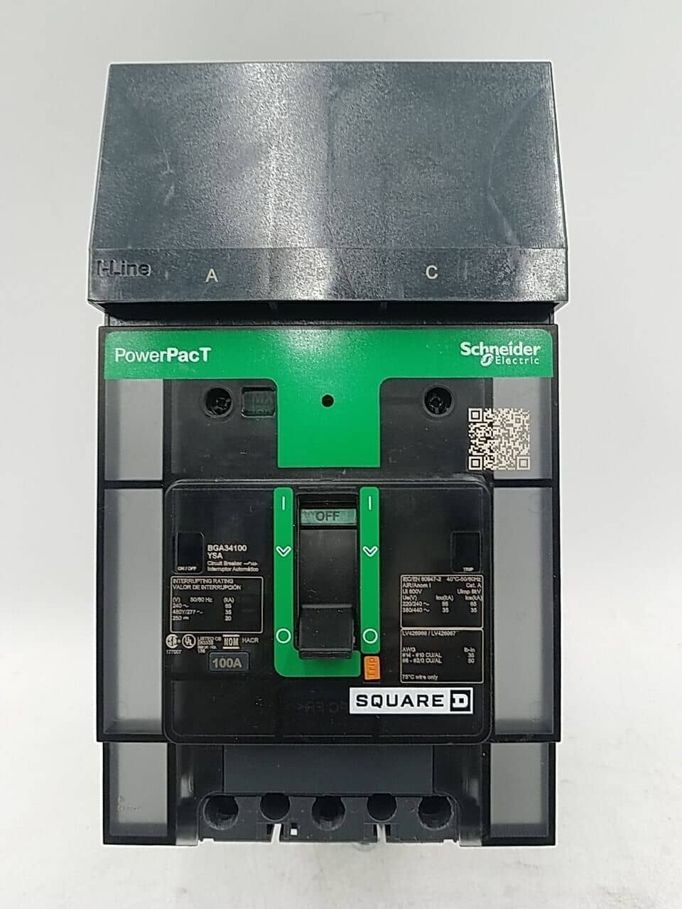 Square D BGA34100YSA I-Line Circuit Breaker 100A 3P 480V BGA34100 100 Amp