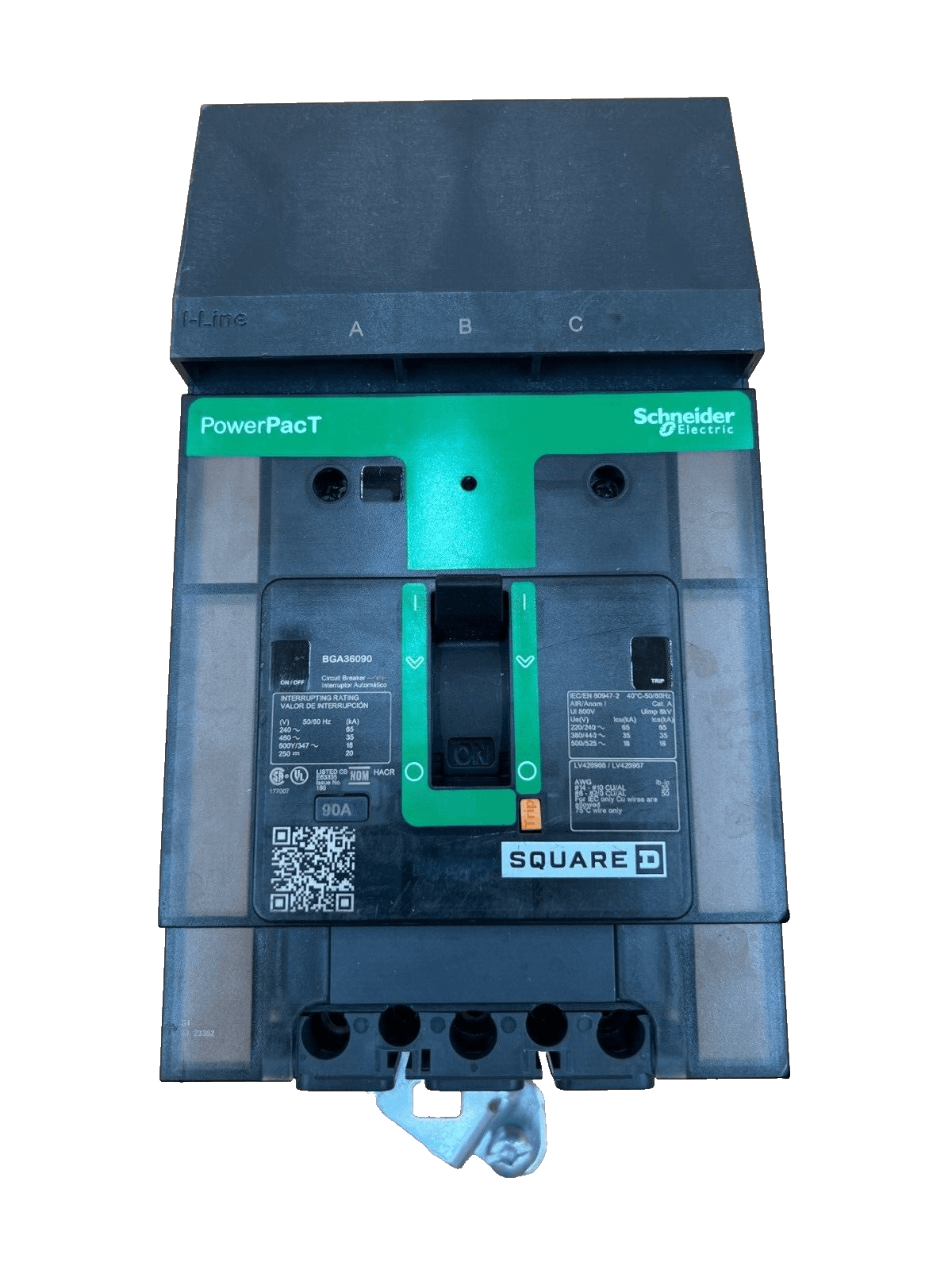 Square D BGA36090 I-Line Circuit Breaker 90A 3P 600V 3PH BGA 90 Amp PowerPact – image 1