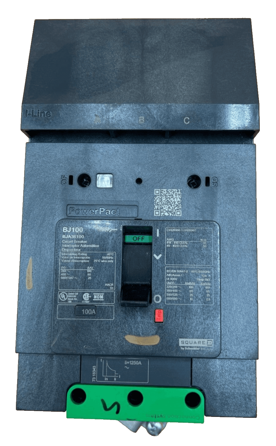 Square D BJA36100 I-Line Circuit Breaker 100A 3P 600V 3PH 100 Amp 3 Pole – image 1