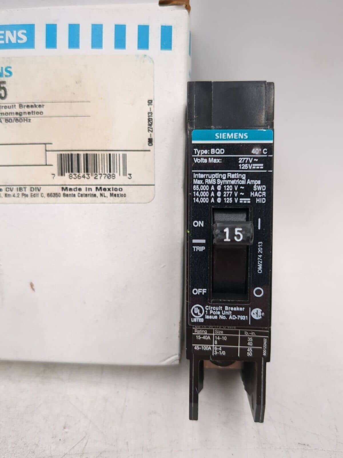 Siemens BQD115 Circuit Breaker — image 1 of 7
