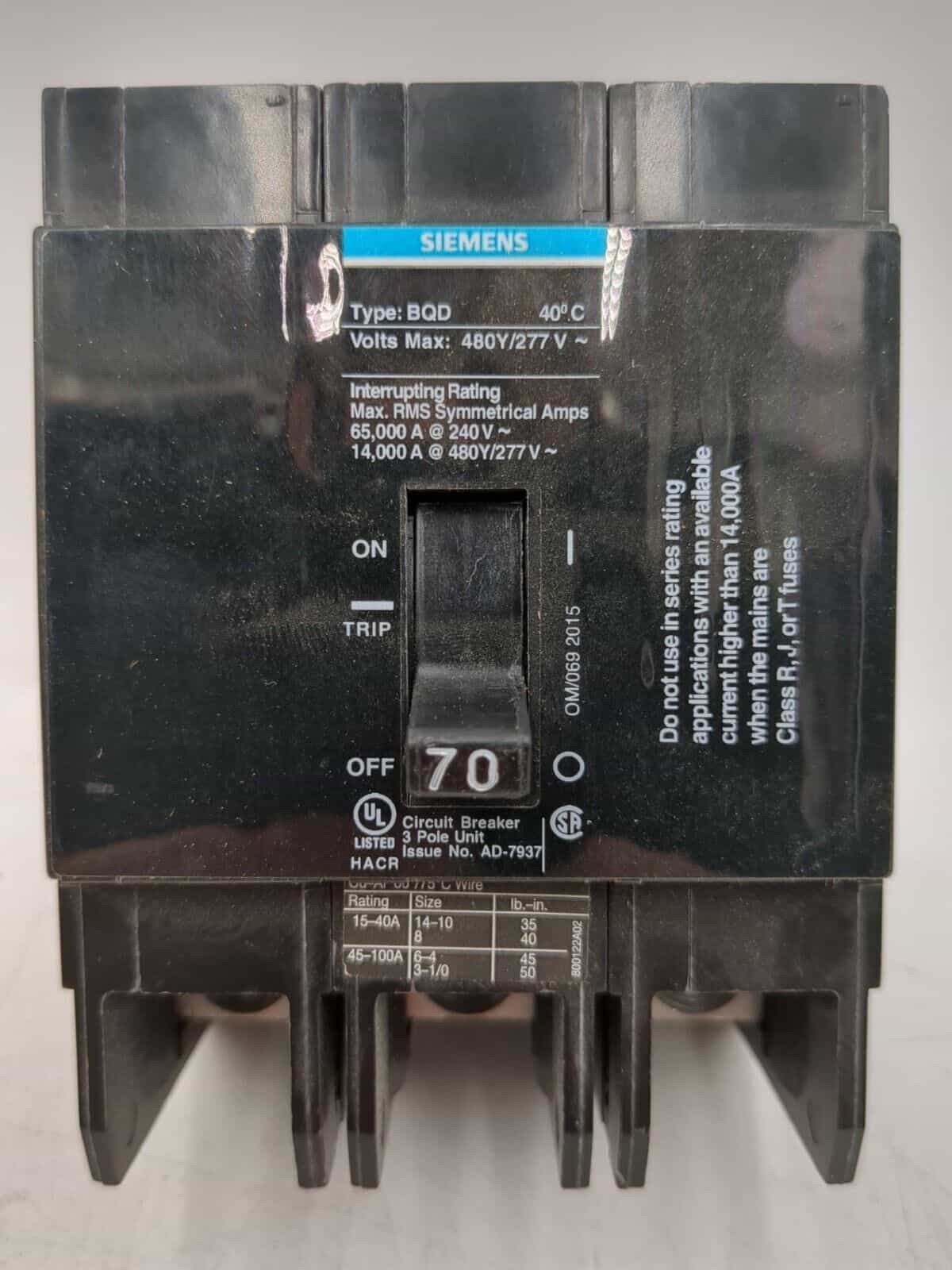Siemens BQD370 Circuit Breaker — image 1 of 6