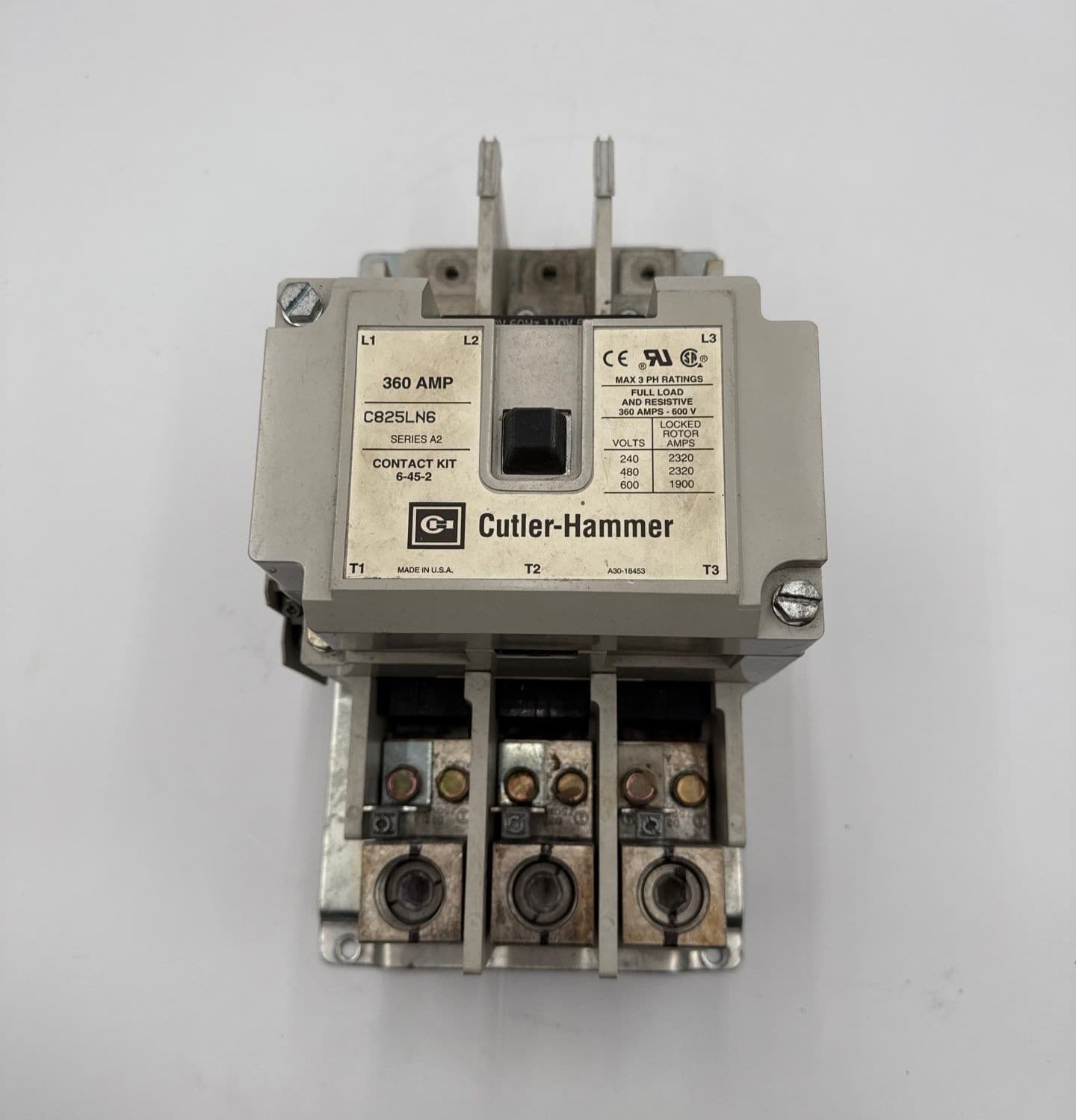Cutler Hammer C825LN6 Contactor 360A 3P 600V 3PH Series A2 Coil 110/120V – image 1