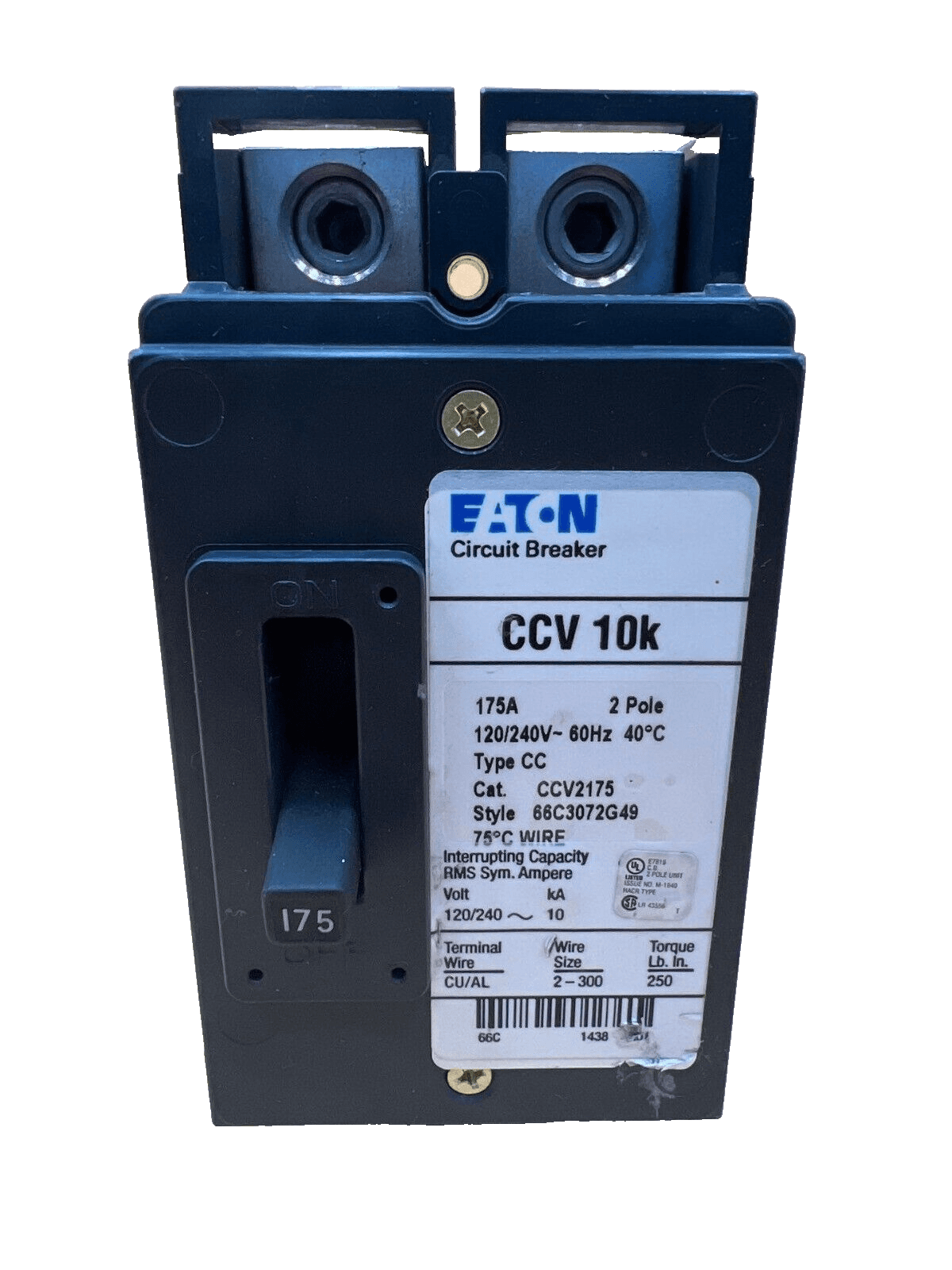 Cutler Hammer CCV2175 Circuit Breaker 175A 240V 2P CCV 175 Amp 2 Pole – image 1
