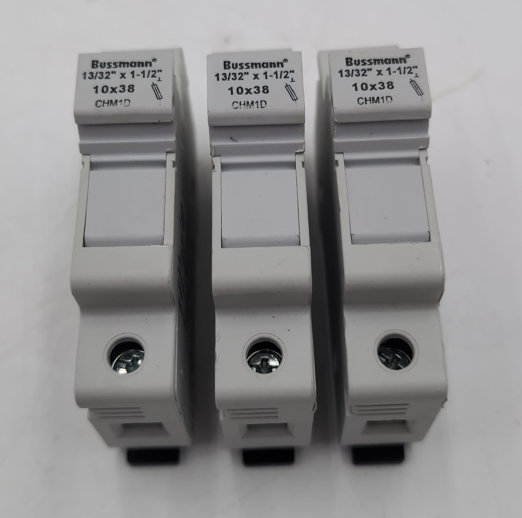 Lot of 3 Eaton Bussmann CHM1D Fuse Holders 1-Pole 30A 600V 10x38mm Midget USED