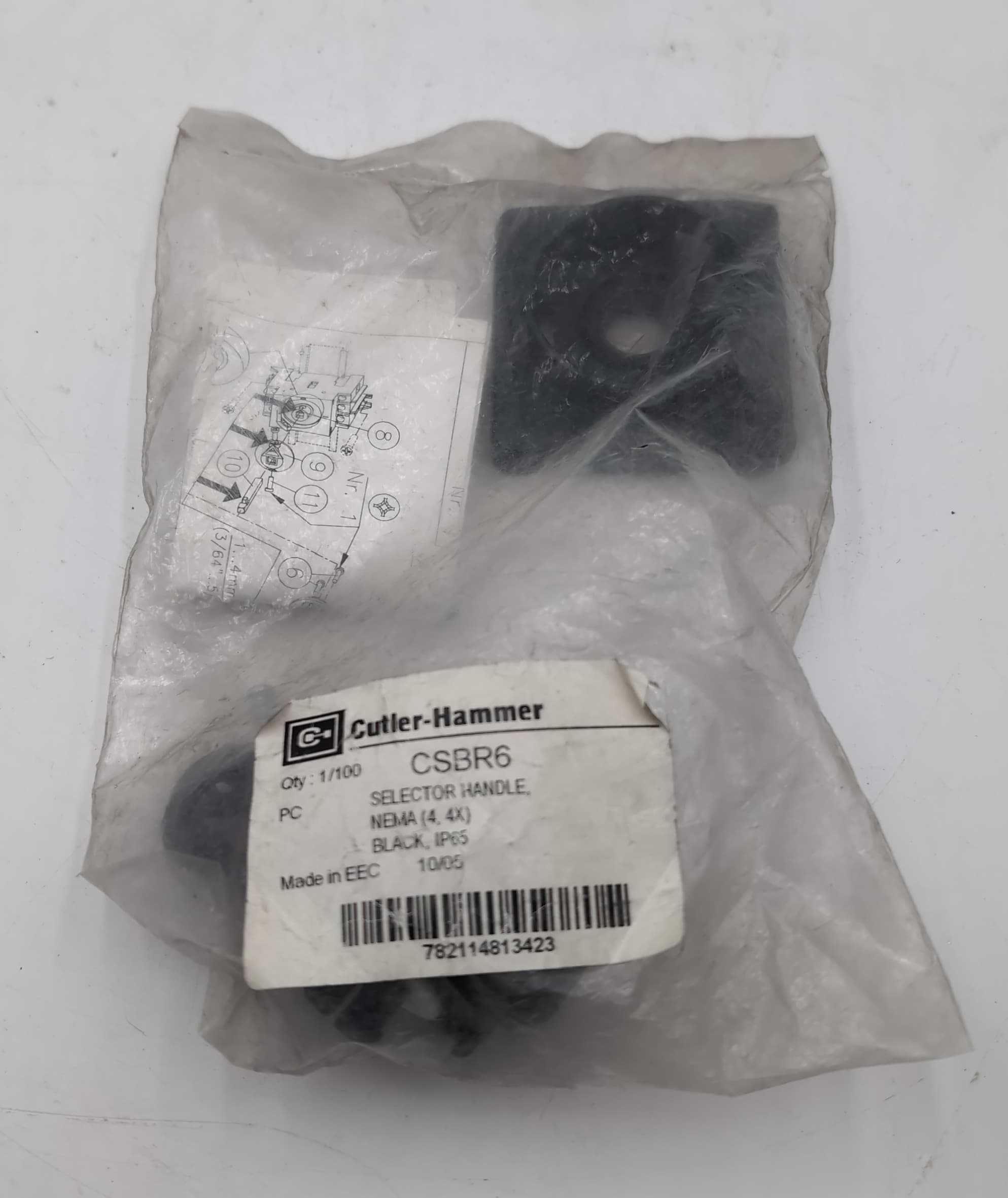 Eaton Cutler Hammer CSBR6 Selector Handle Black for Rotary Switch M R W C Frame – image 1