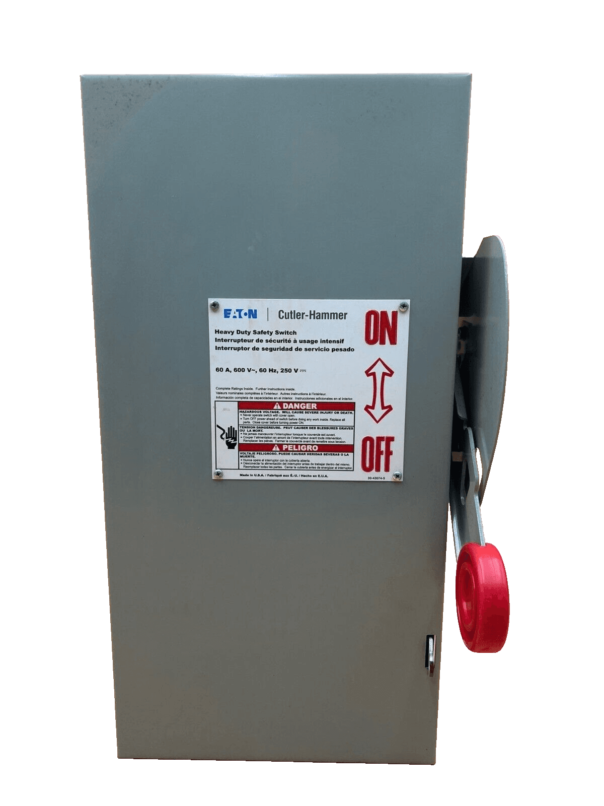 Eaton DH362UGK Safety Disconnect Switch 60A 3P 600V 3PH NEMA 1 Indoor – image 1