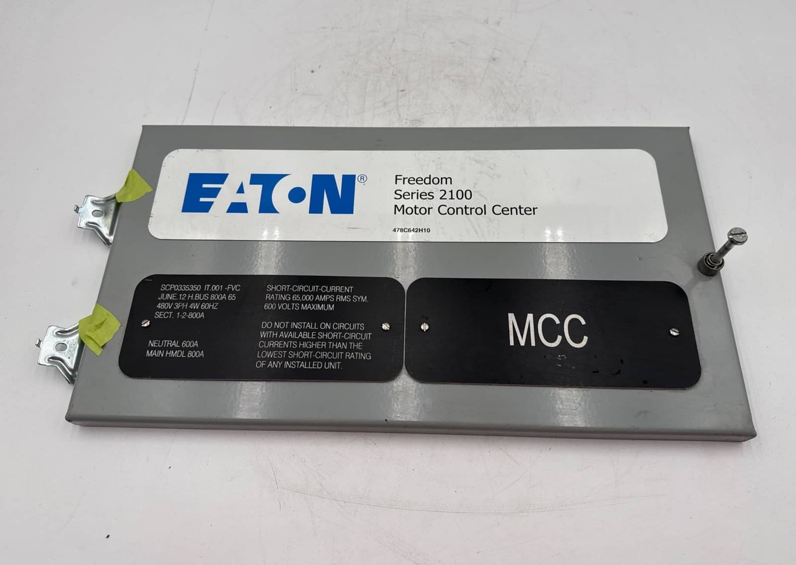 Eaton Freedom Series 2100 Name Plate Filler 8-1/2 x 15-1/2 Motor Control Center