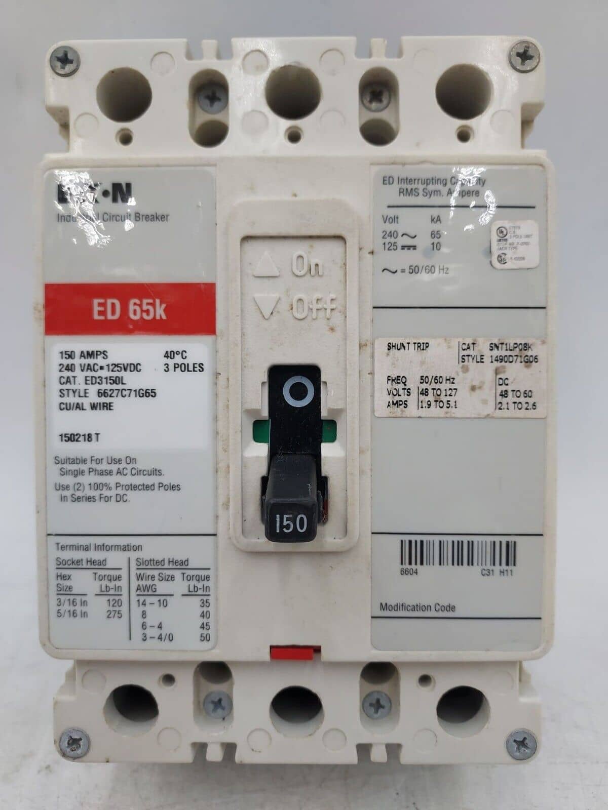 Eaton ED3150L Circuit Breaker — image 1 of 6