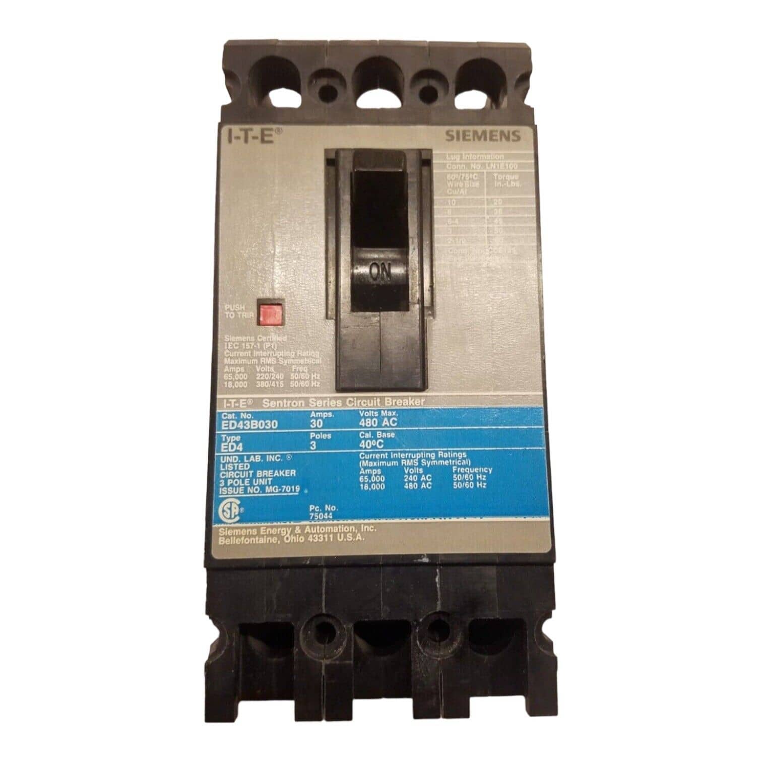 Siemens ED43B030 Circuit Breaker — image 1 of 7