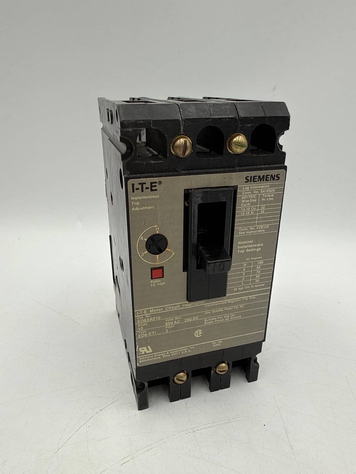 ITE ED63A010 Circuit Breaker — image 1 of 9