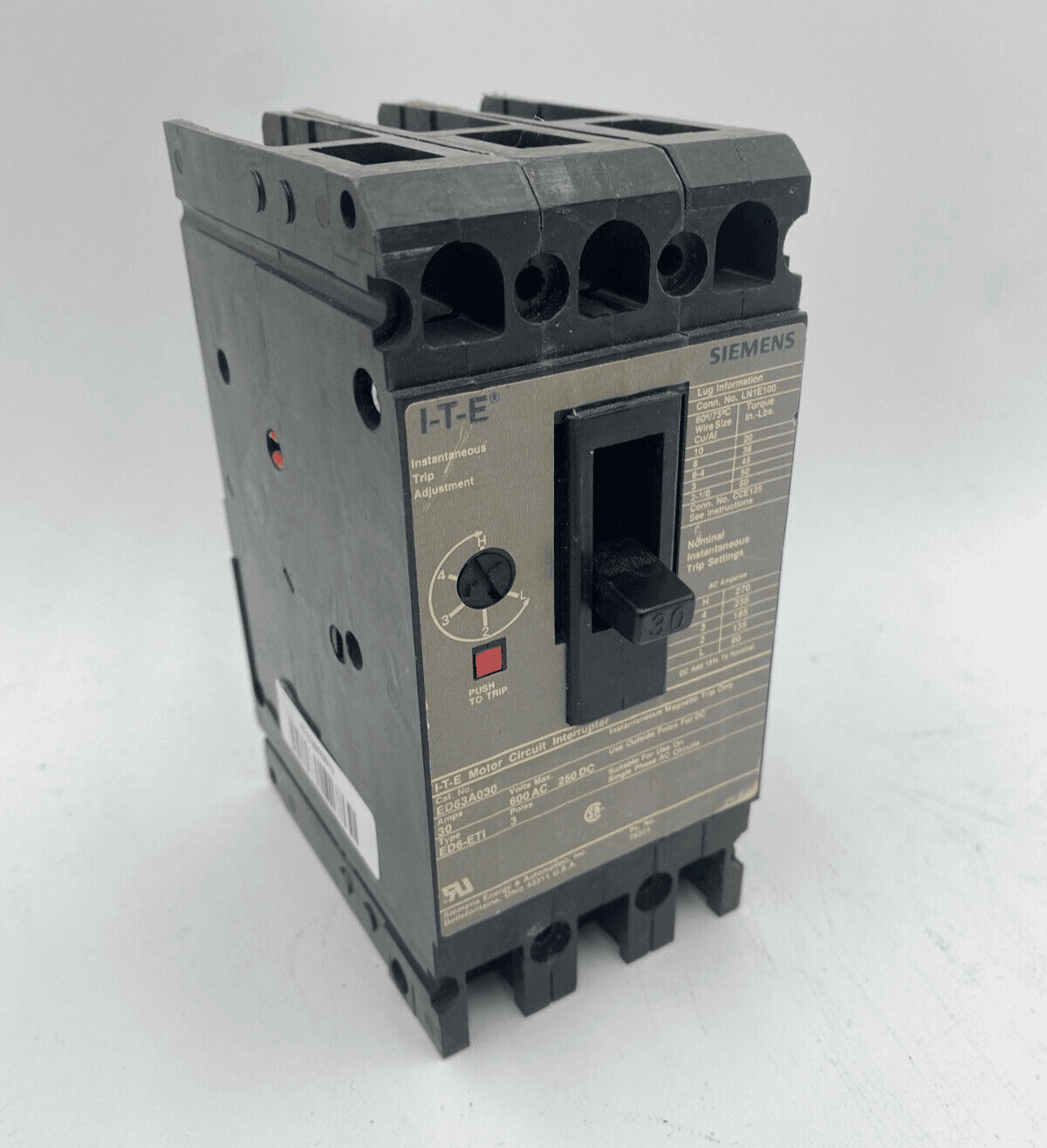 Siemens ED63A030 Circuit Breaker — image 1 of 12