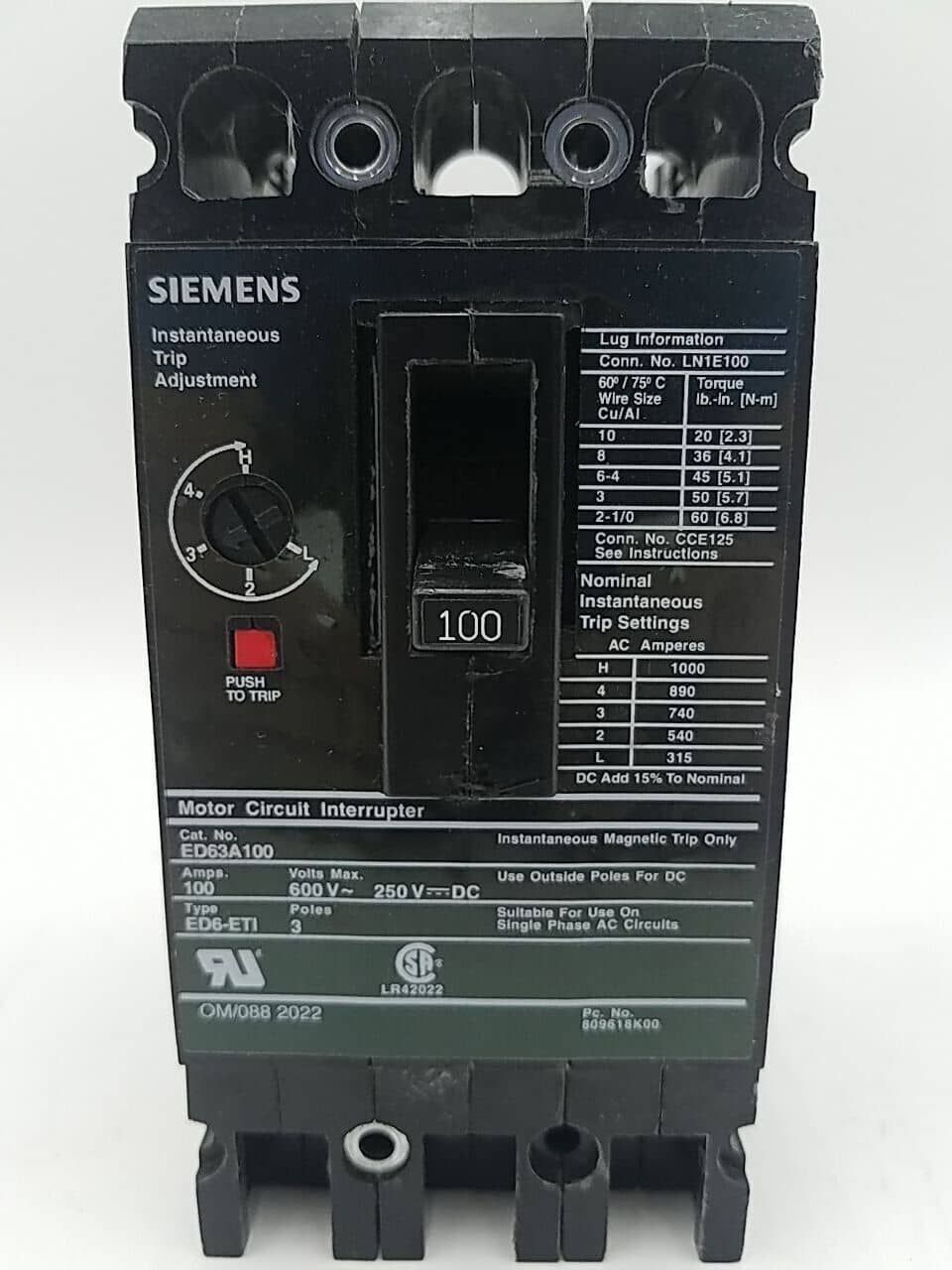 AMP ED63A100 Circuit Breaker — image 1 of 6