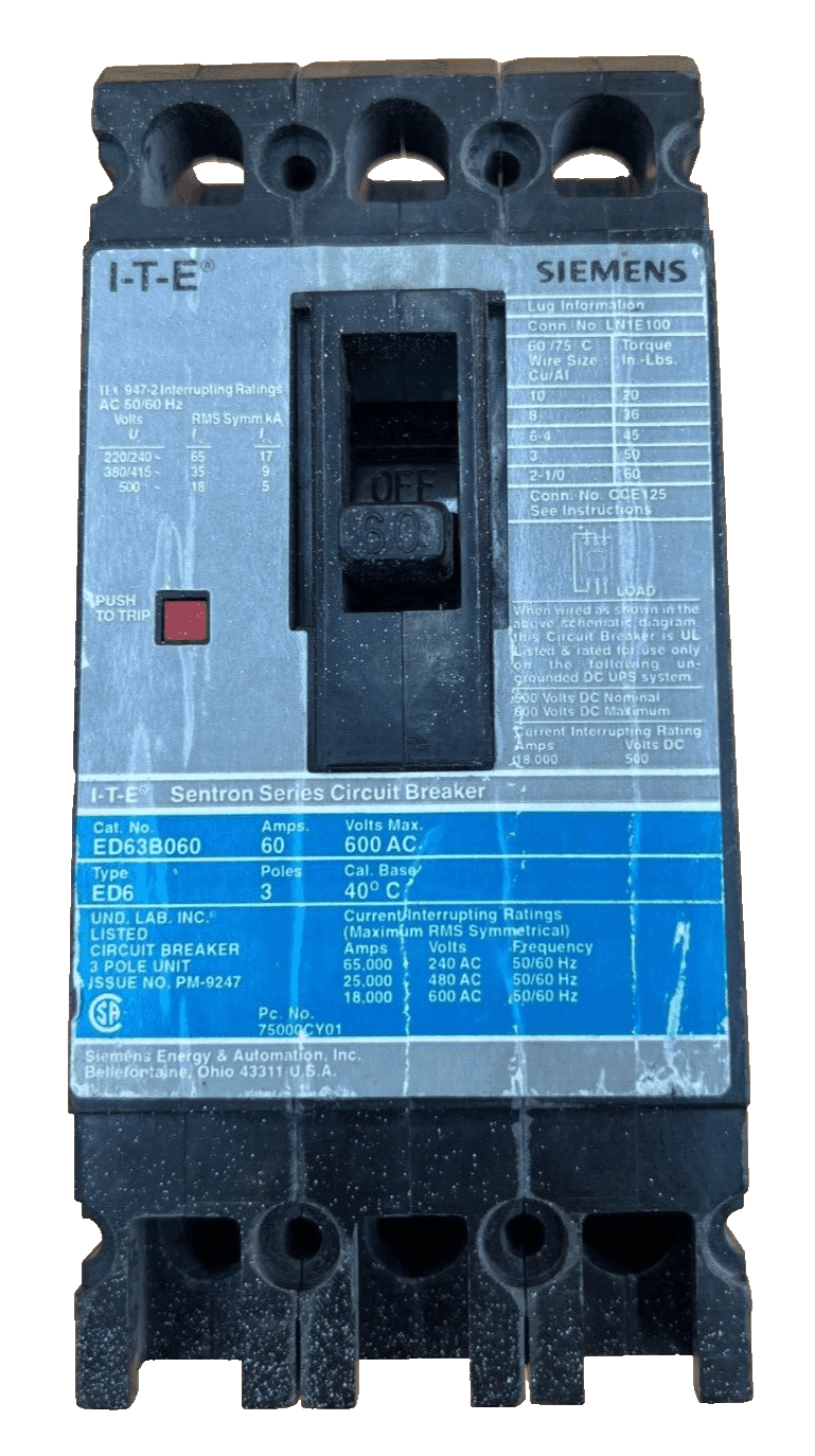Siemens ED63B060 Circuit Breaker — image 1 of 6